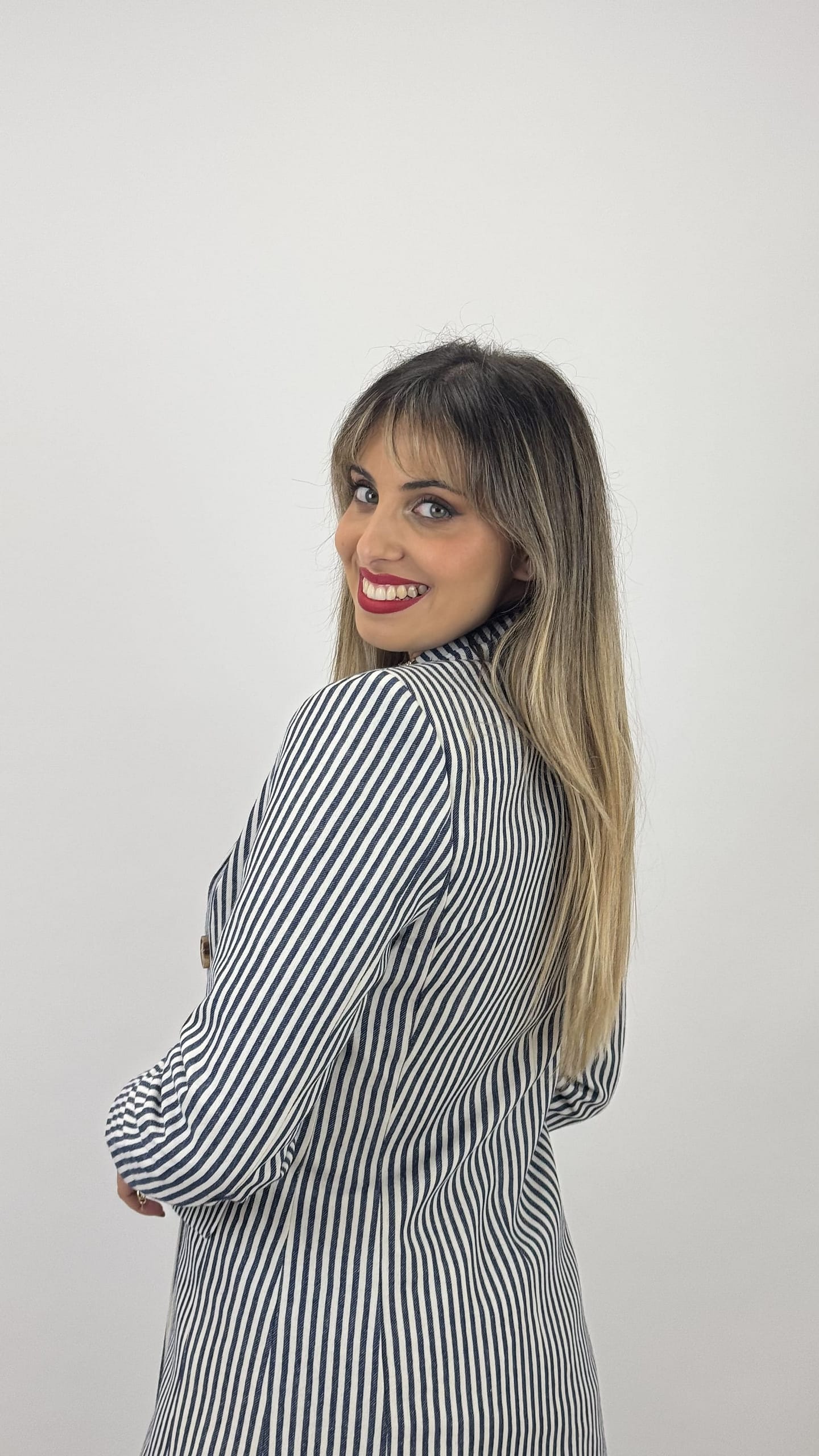 Blazer risquinhas azul-marinho
