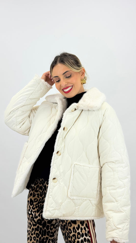 Casaco reversível pérola com pêlo