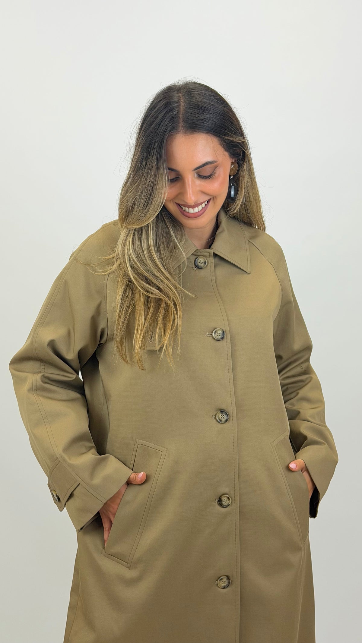 Parka meia estação forrada camel