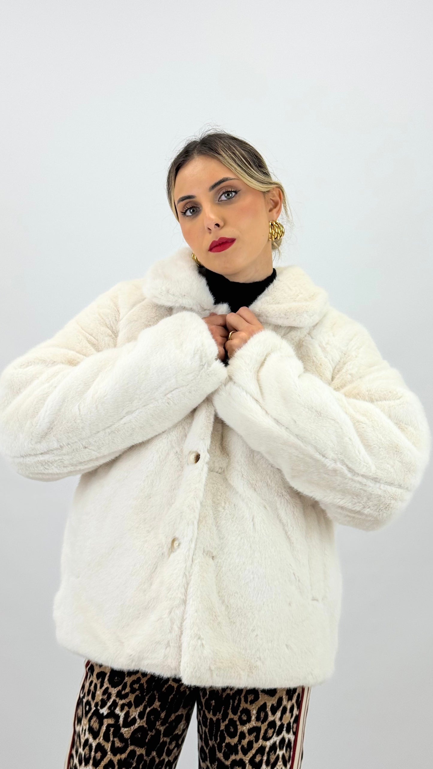 Casaco reversível pérola com pêlo