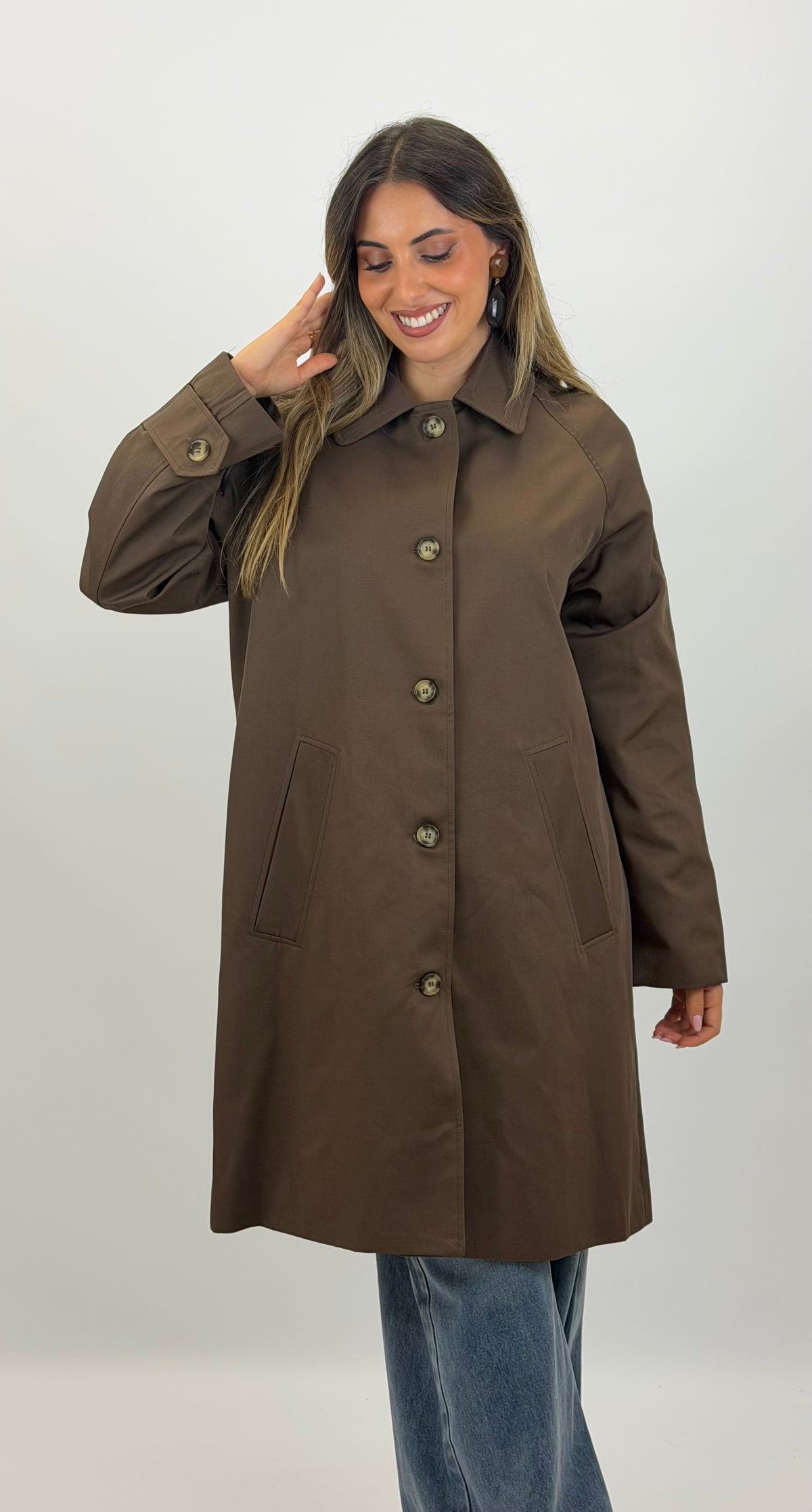 Parka meia estação forrada castanho