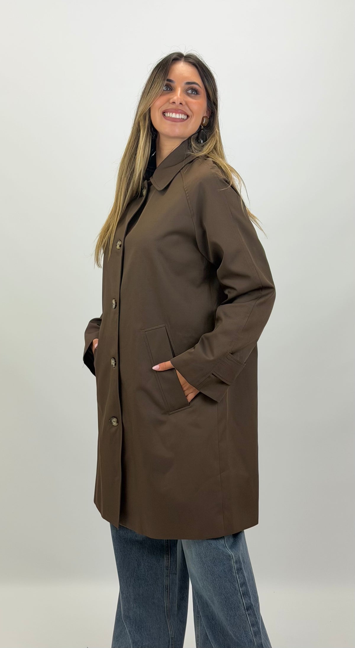Parka meia estação forrada castanho