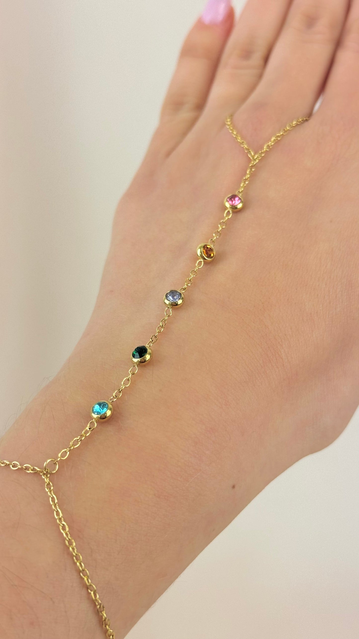 Anel/pulseira aço dourado com brilhantes coloridos