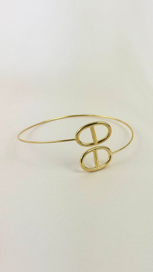 Pulseira de braço aço com motivos geométricos