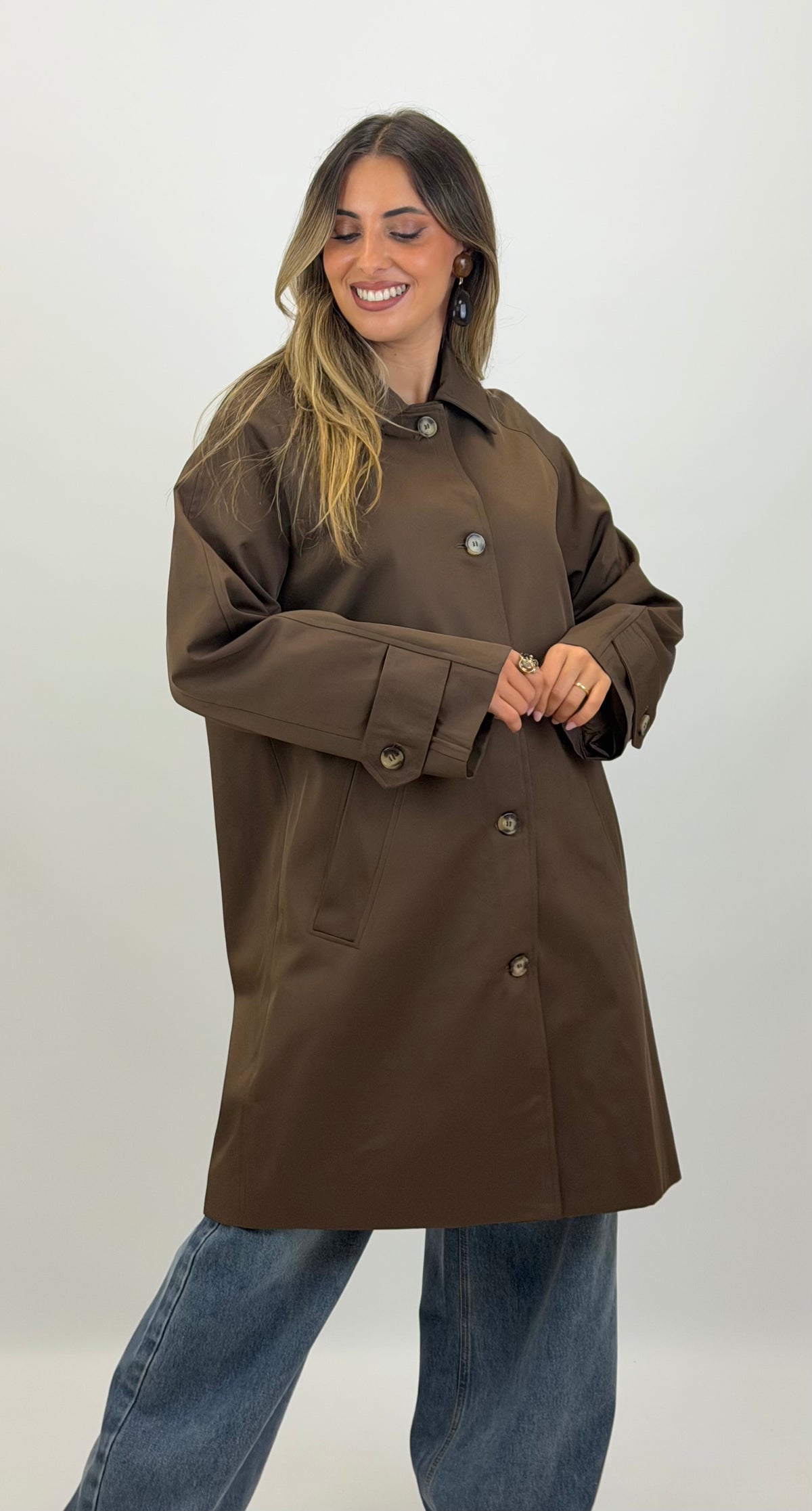 Parka meia estação forrada castanho