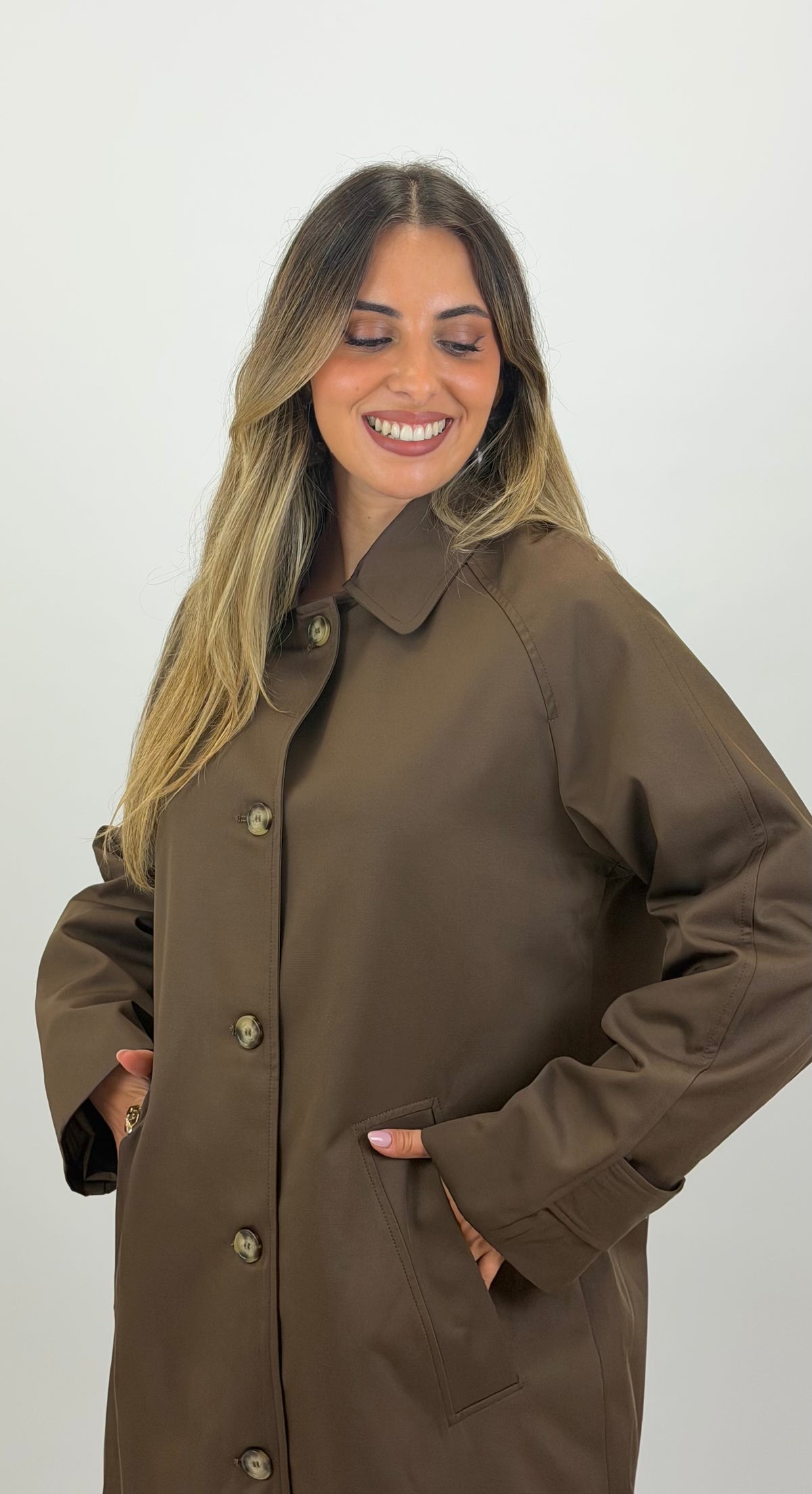 Parka meia estação forrada castanho