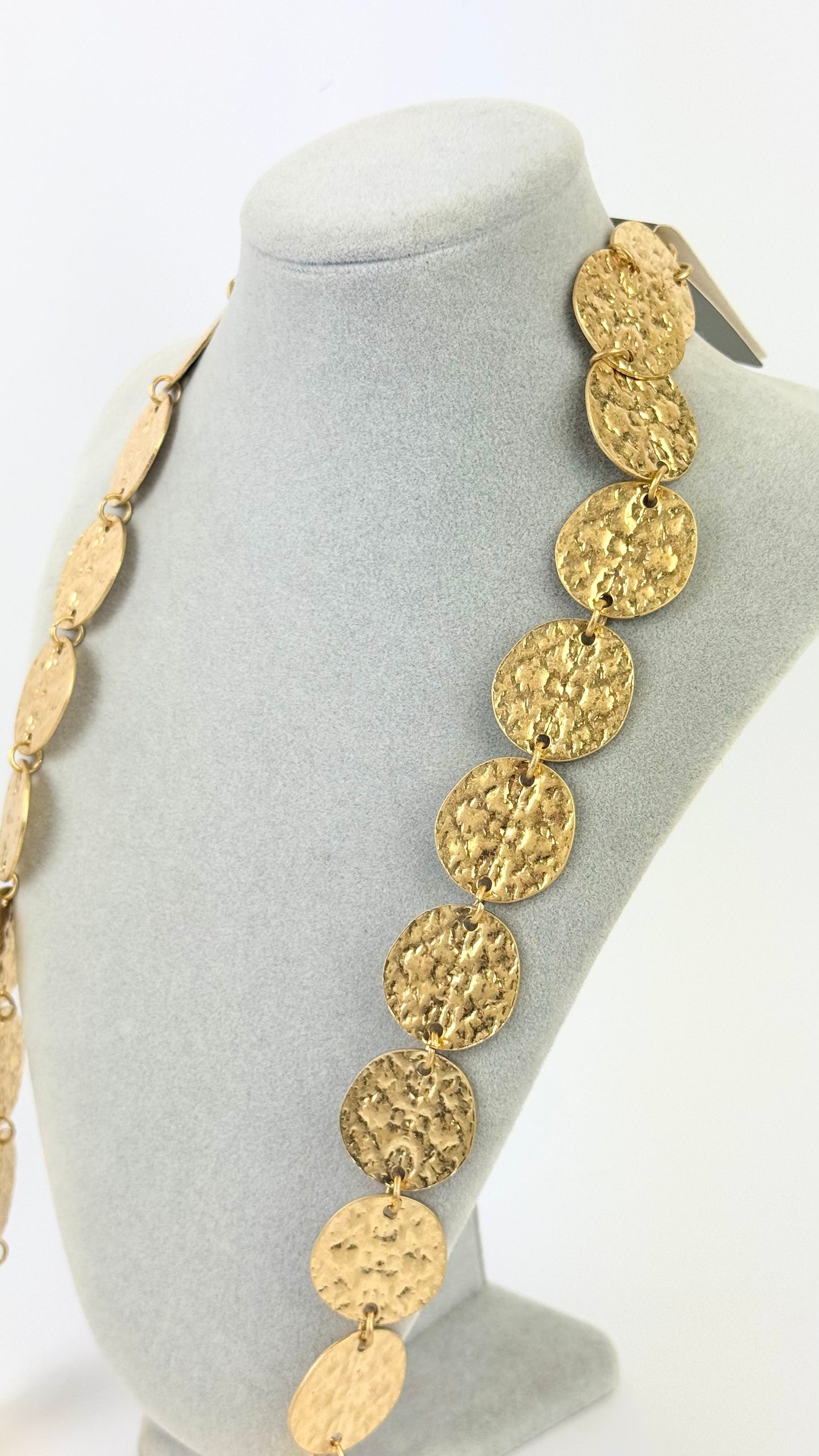 Colar chapas douradas comprido