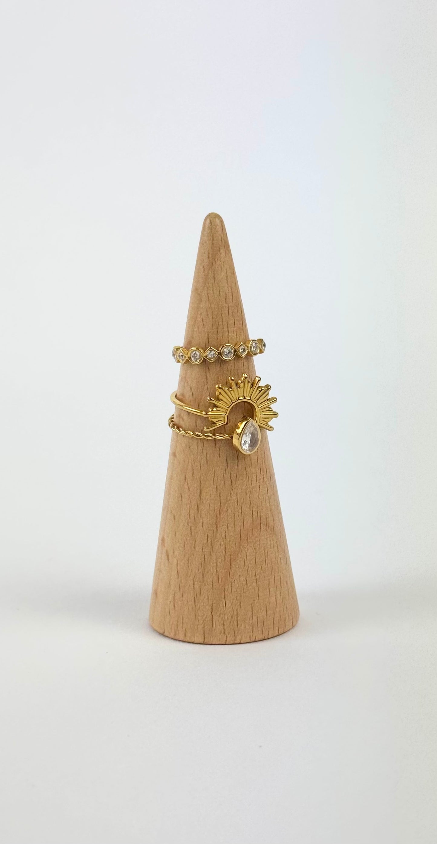 Conjunto 3 anéis em aço dourado