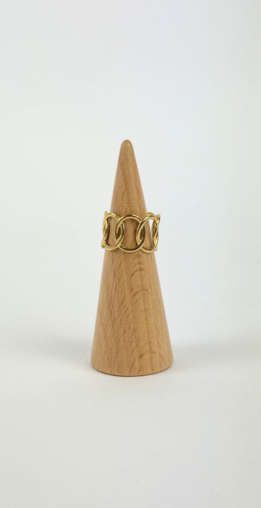Anel em argolas aço dourado
