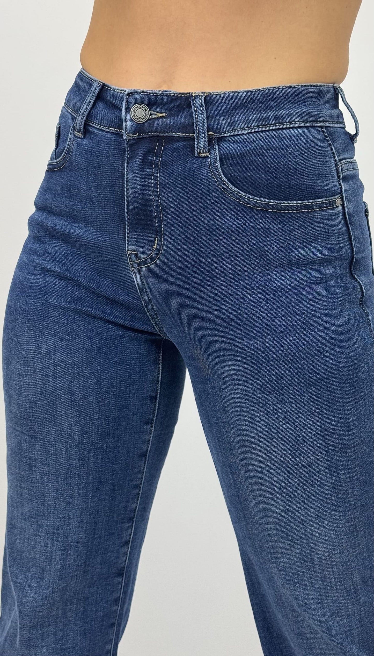 Calça de ganga escura modelo wide-leg
