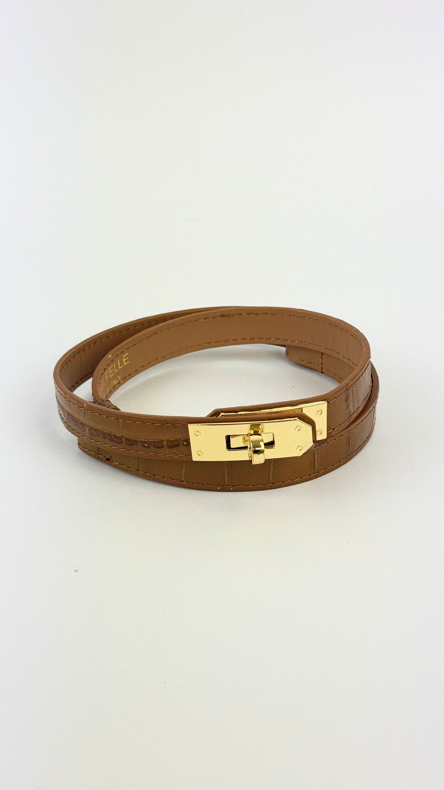 Cinto em pele genuína estilo crocodilo camel