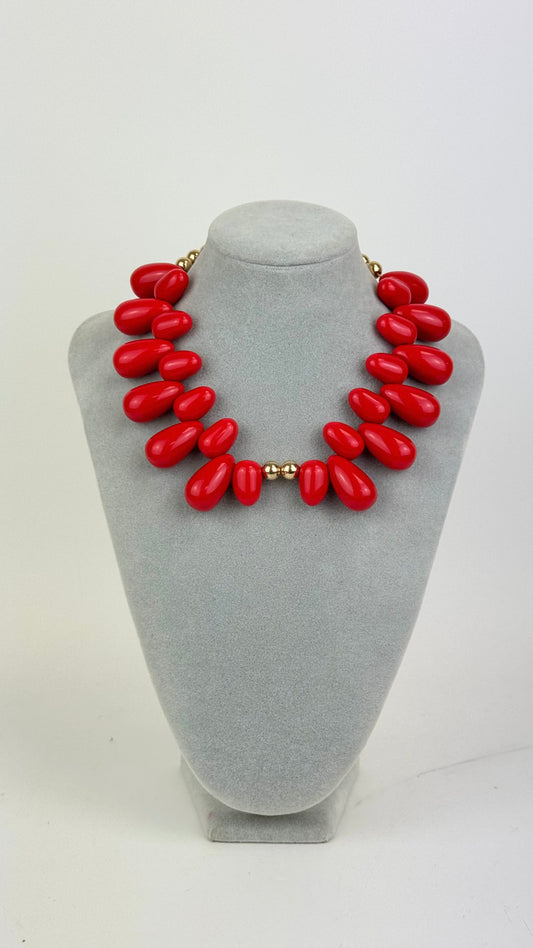 Colar peças acrílico vermelho