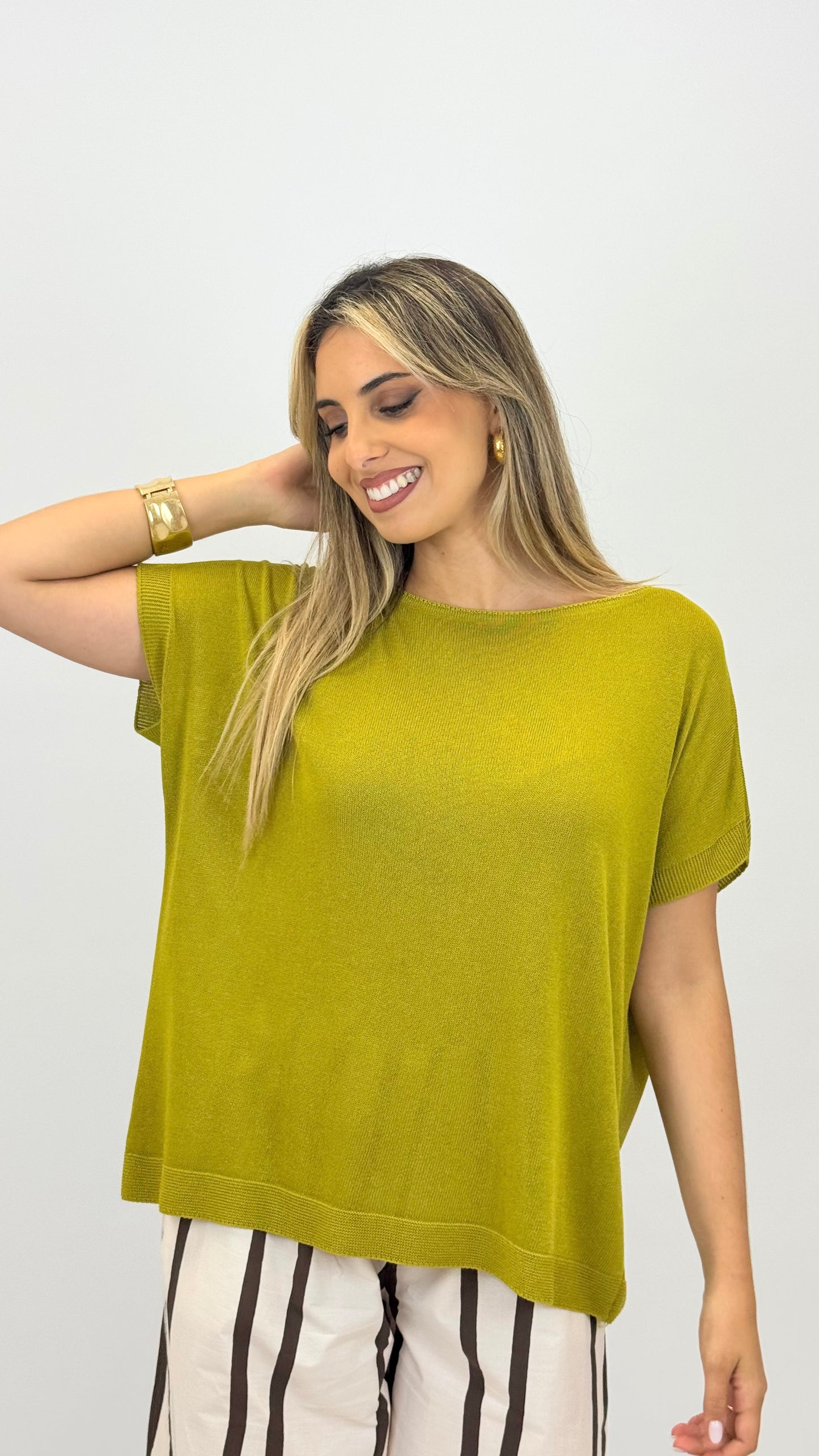 Blusa de malha verde-lima