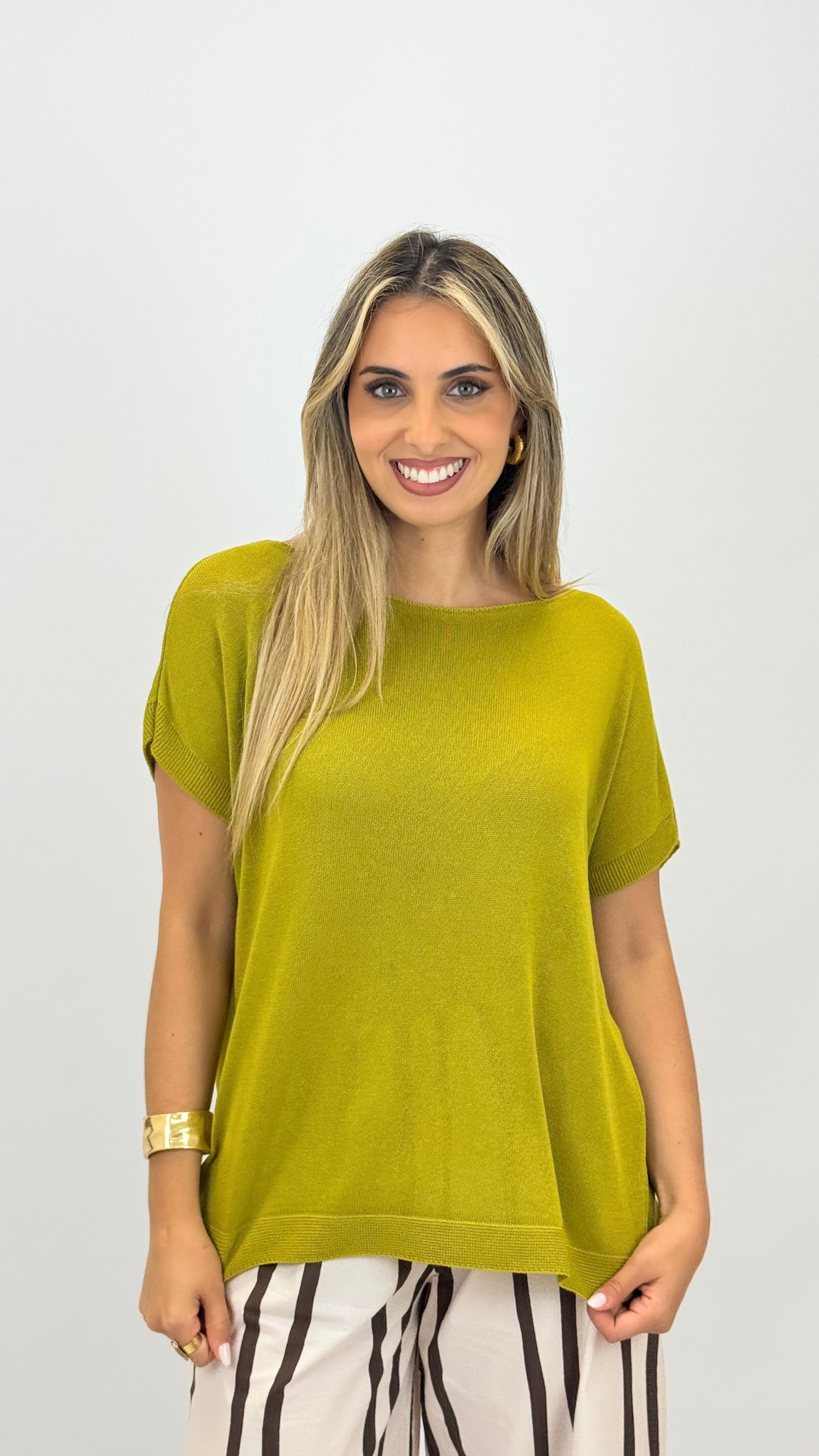 Blusa de malha verde-lima