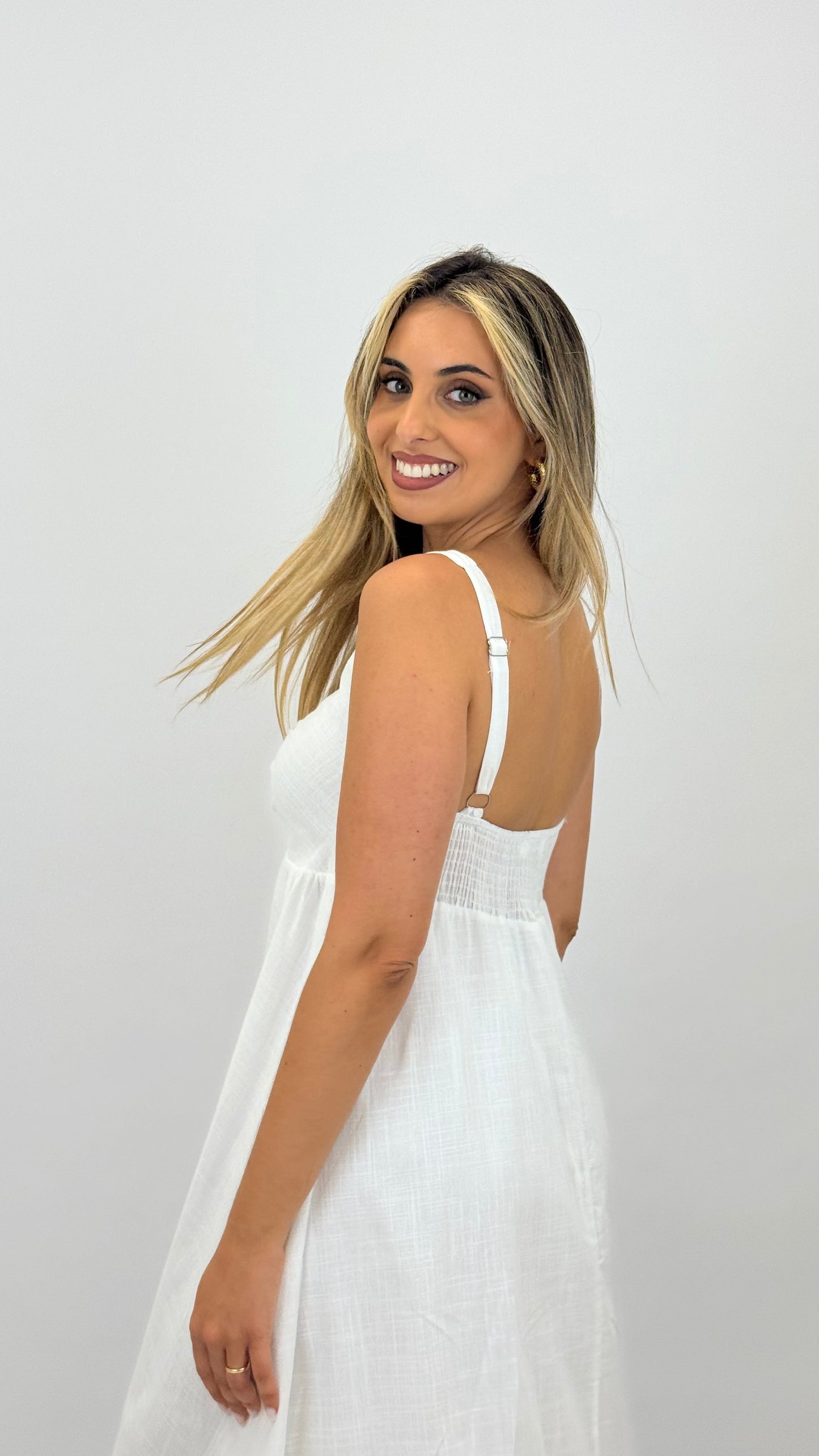 Vestido comprido com alças finas branco