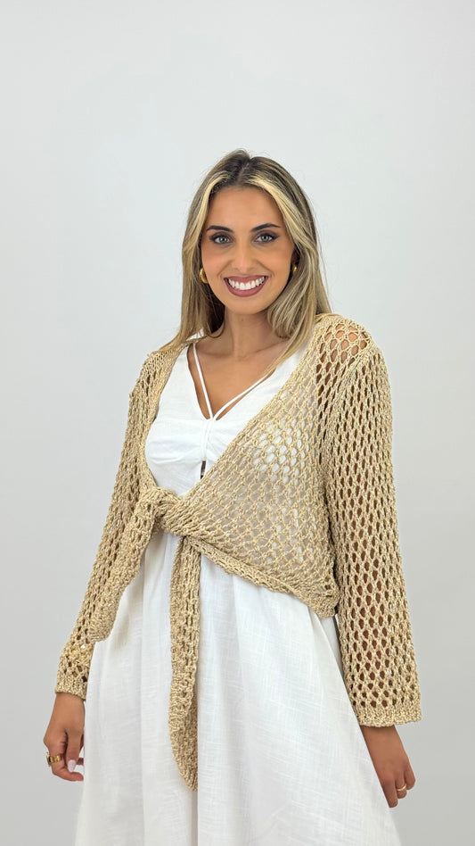 Casaco malha dourado perfurado