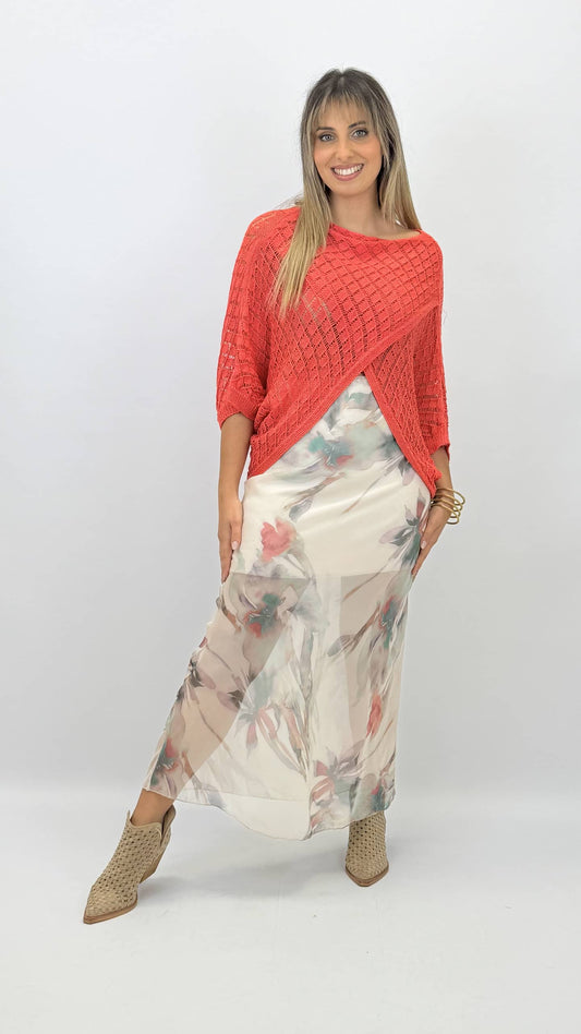 Saia estampado floral suave aguarela