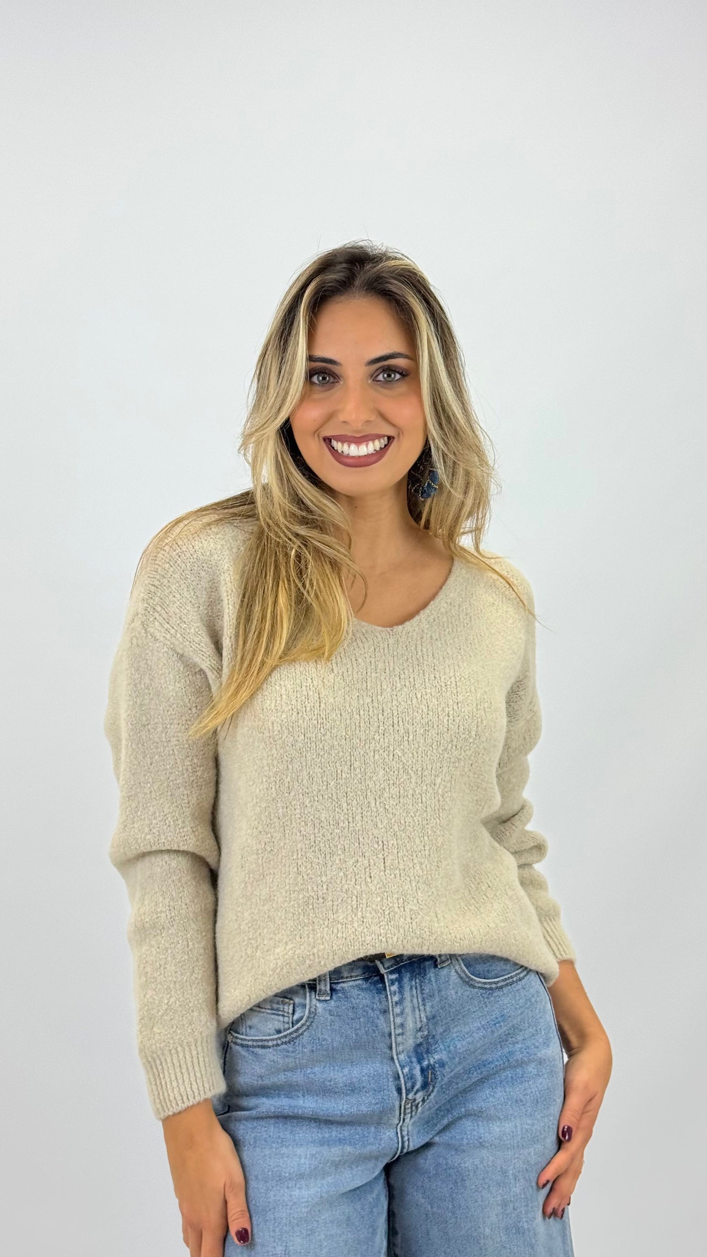 Camisola malha fofa bege