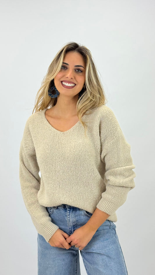 Camisola malha fofa bege