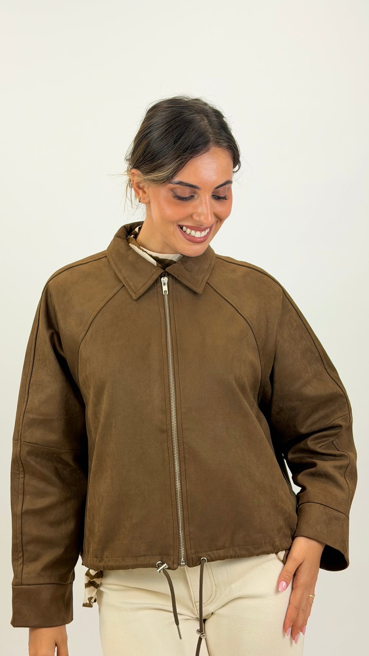 Blusão estilo camurça camel