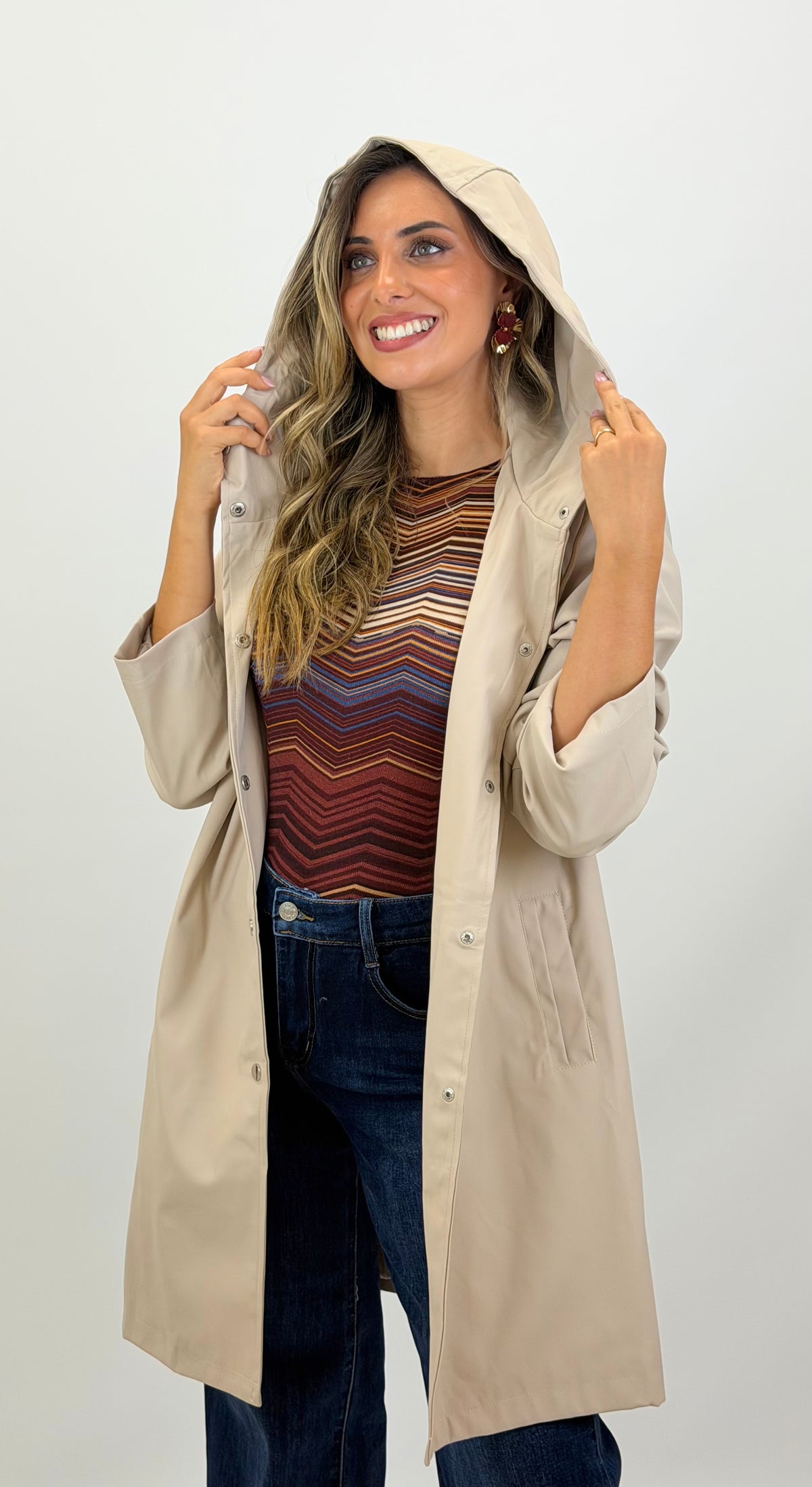 Parka impermeável borracha creme