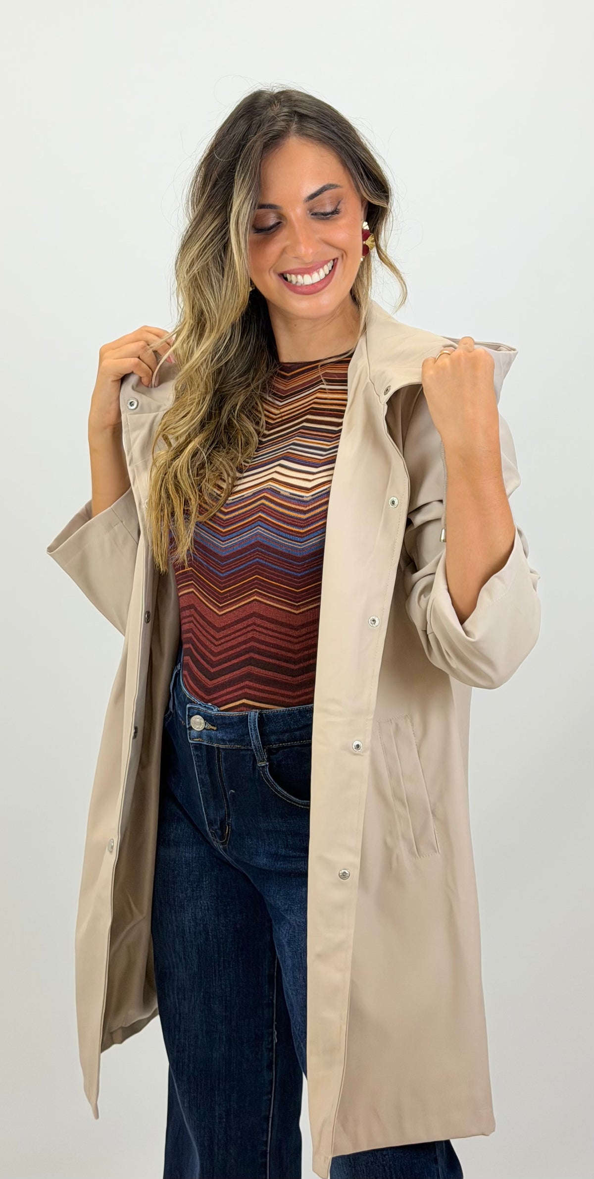 Parka impermeável borracha creme