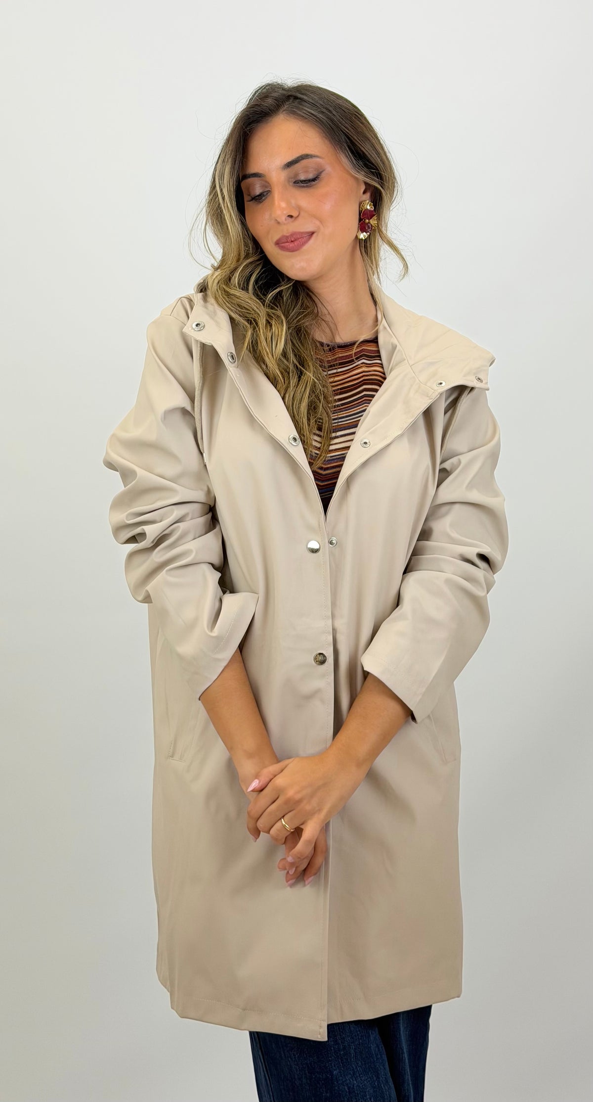Parka impermeável borracha creme