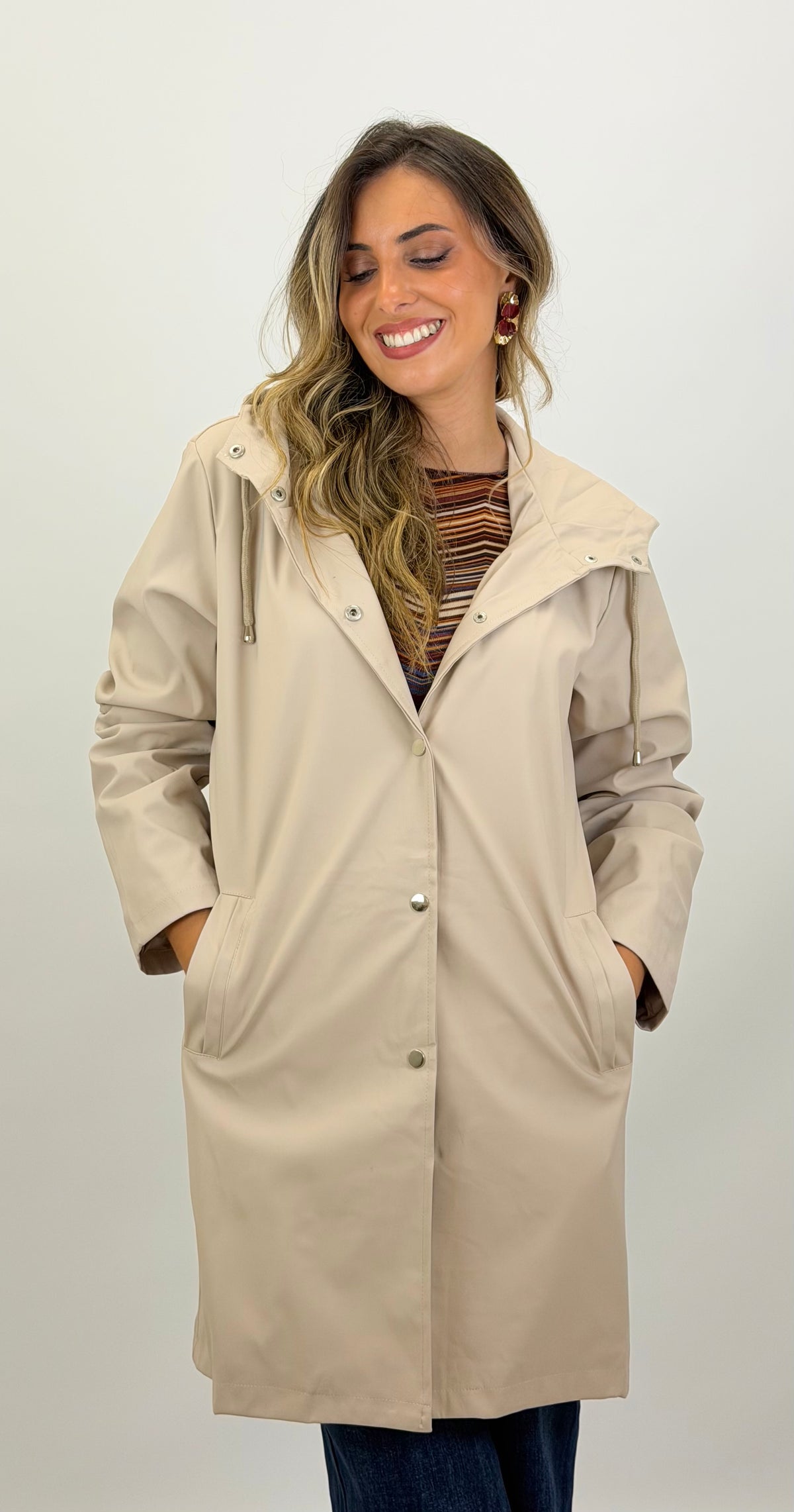 Parka impermeável borracha creme