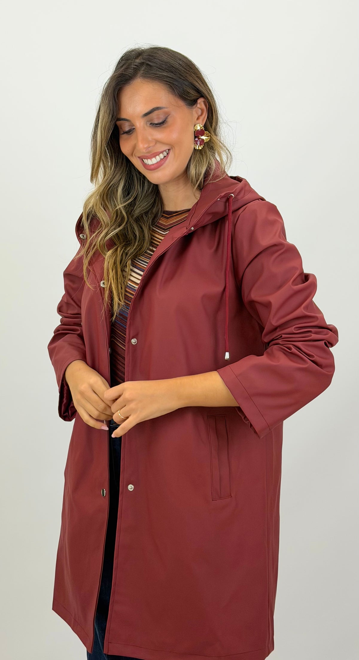 Parka impermeável borracha bordeaux