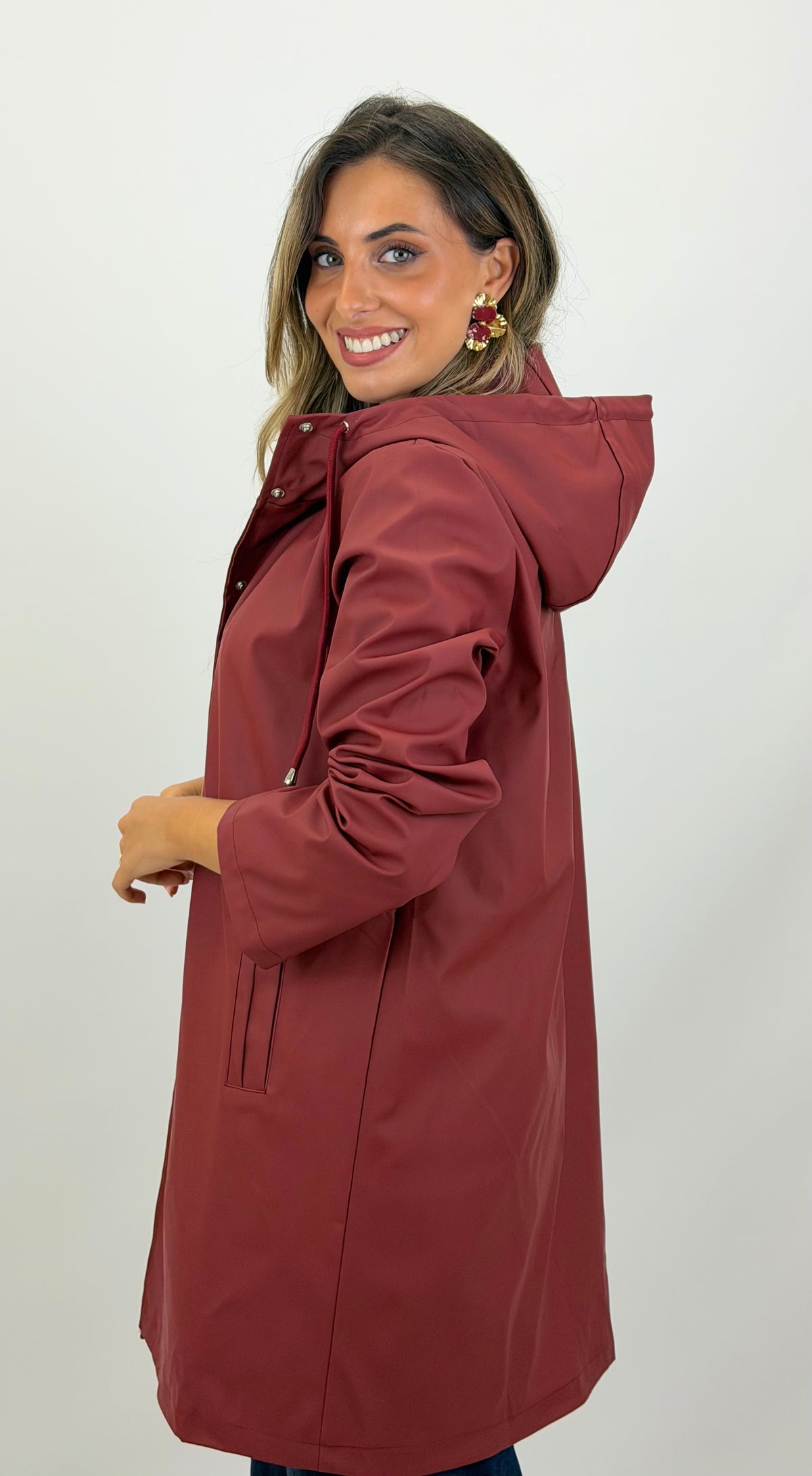 Parka impermeável borracha bordeaux