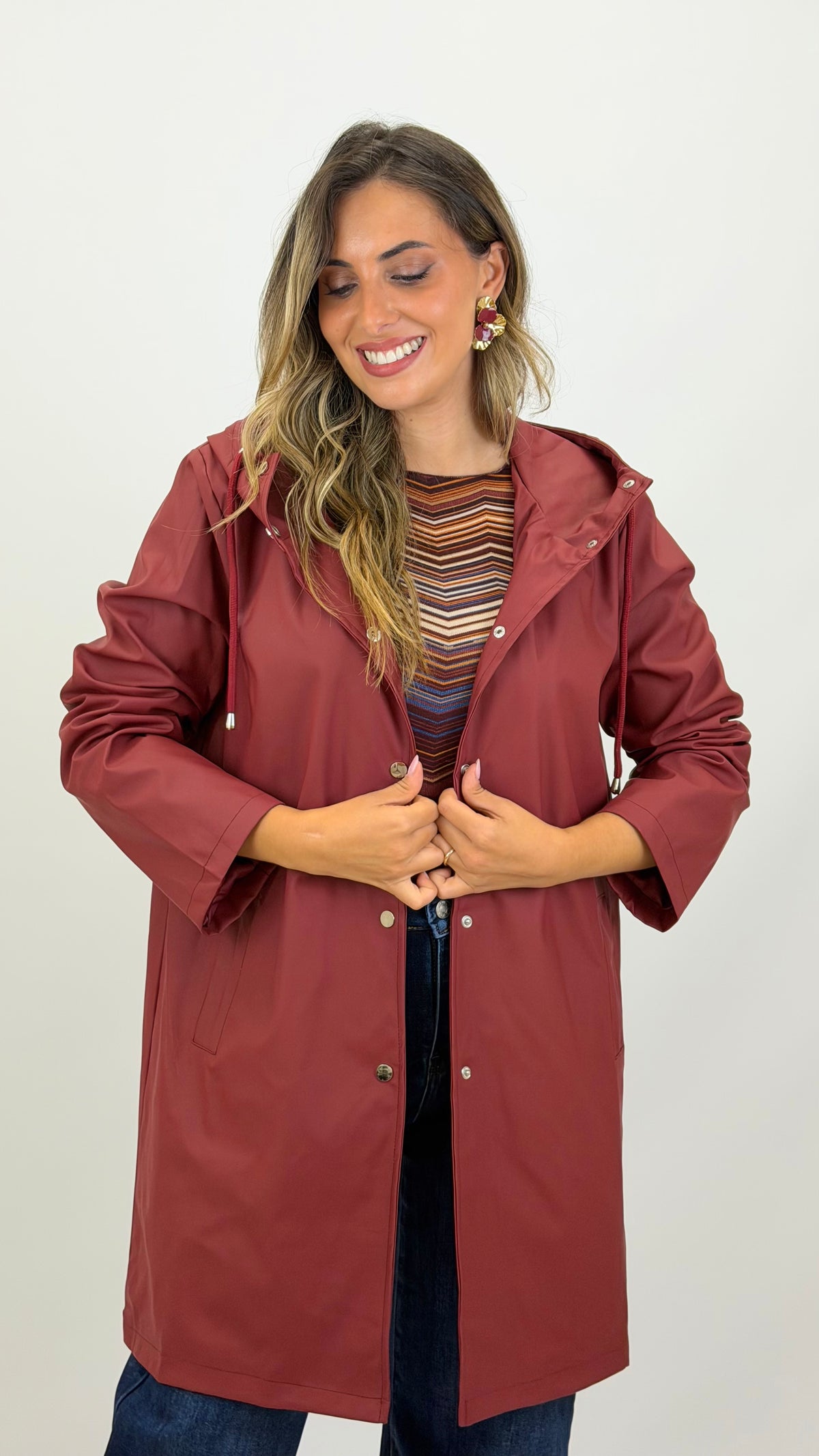 Parka impermeável borracha bordeaux