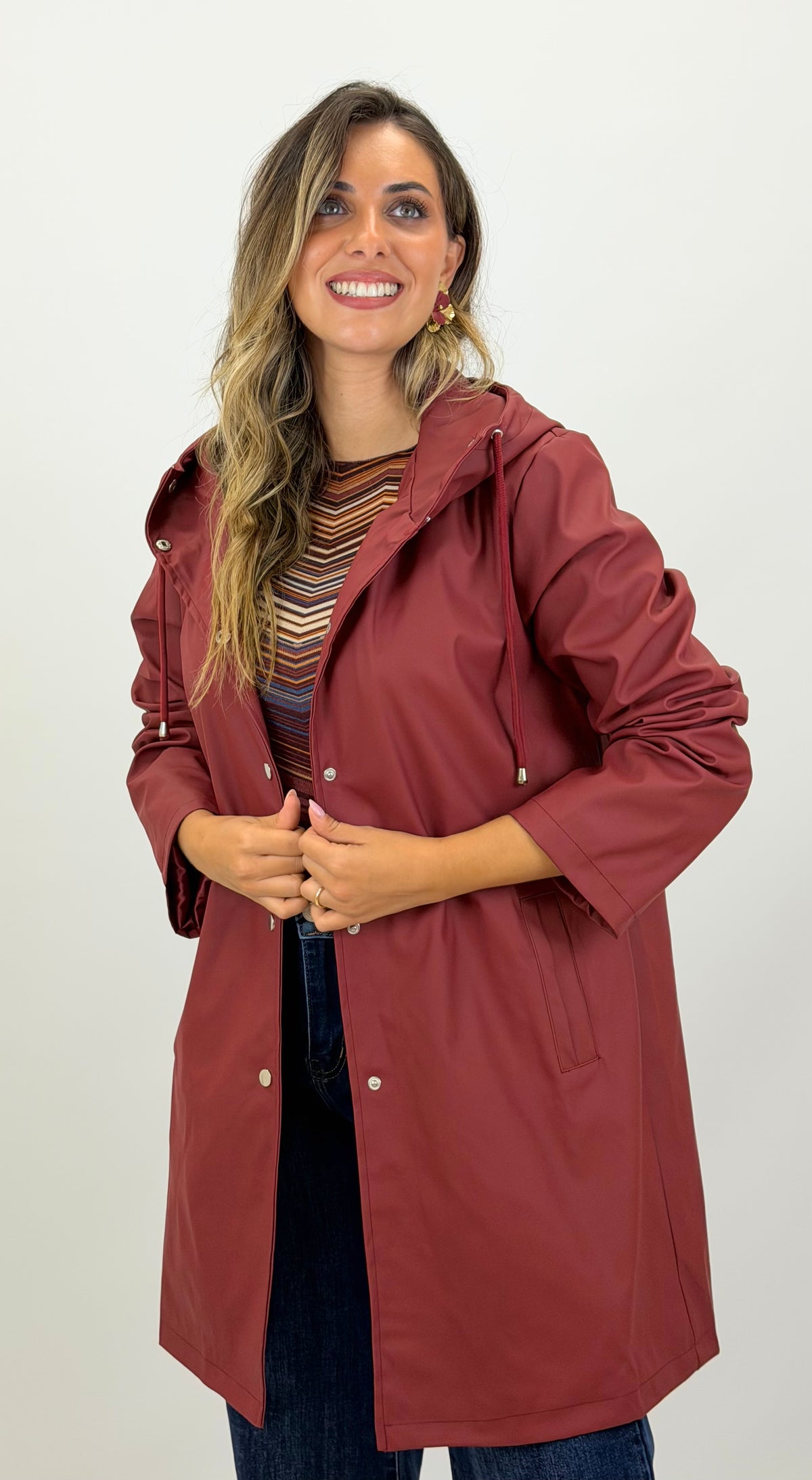 Parka impermeável borracha bordeaux