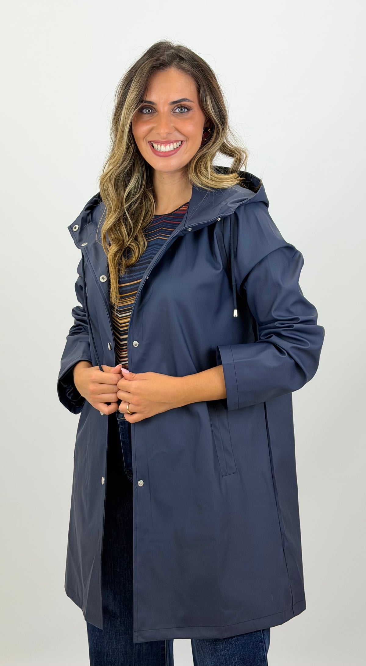 Parka impermeável borracha azul-marinho