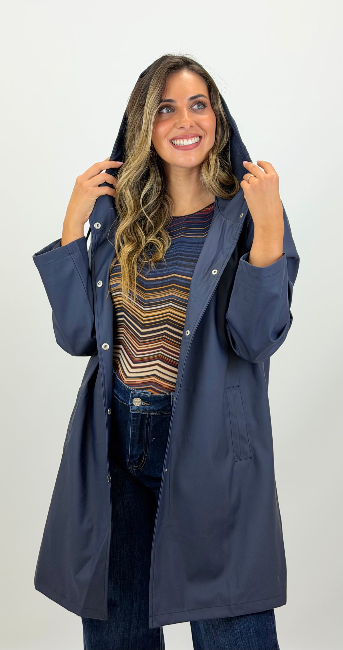 Parka impermeável borracha azul-marinho