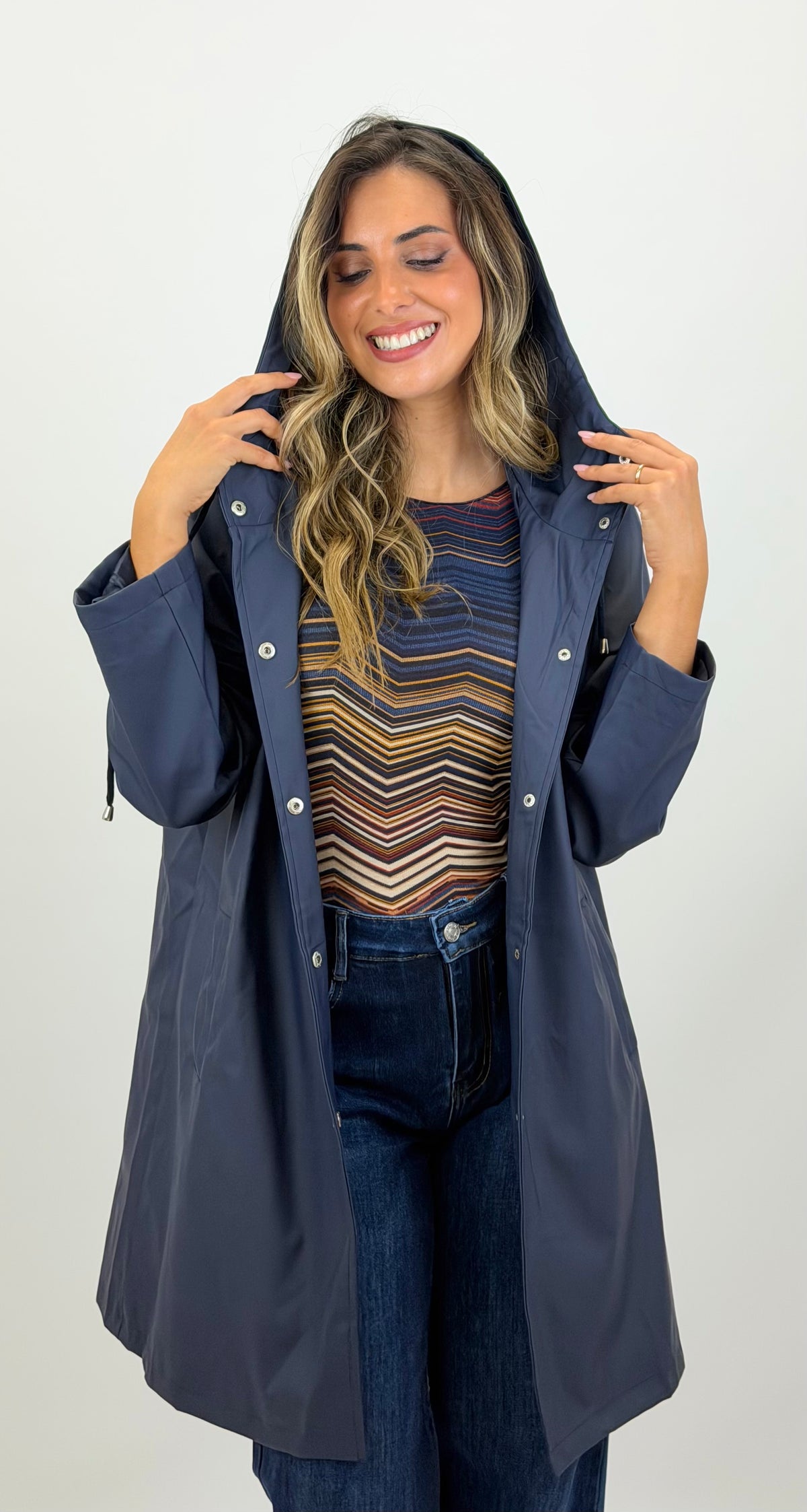 Parka impermeável borracha azul-marinho