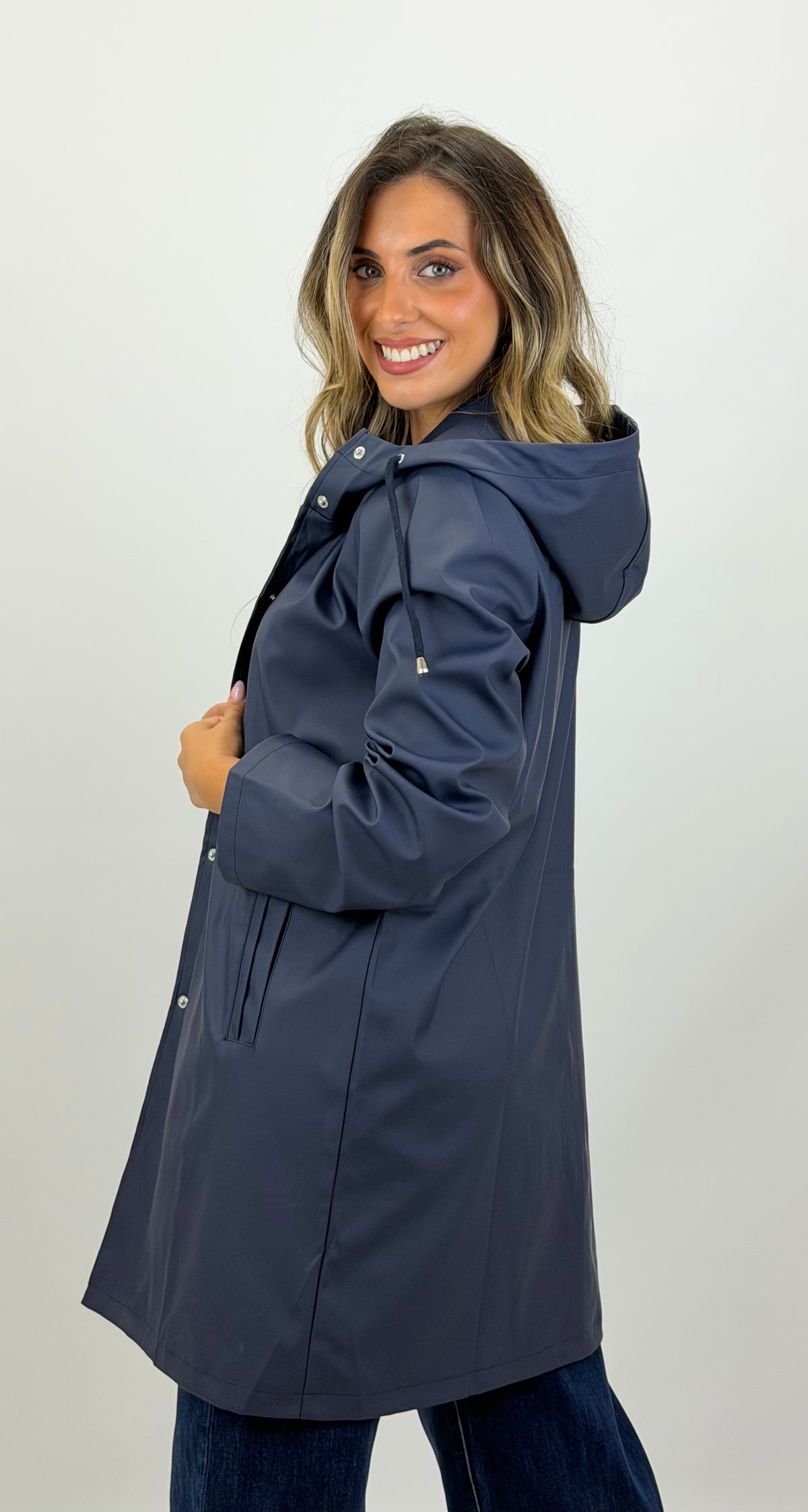 Parka impermeável borracha azul-marinho