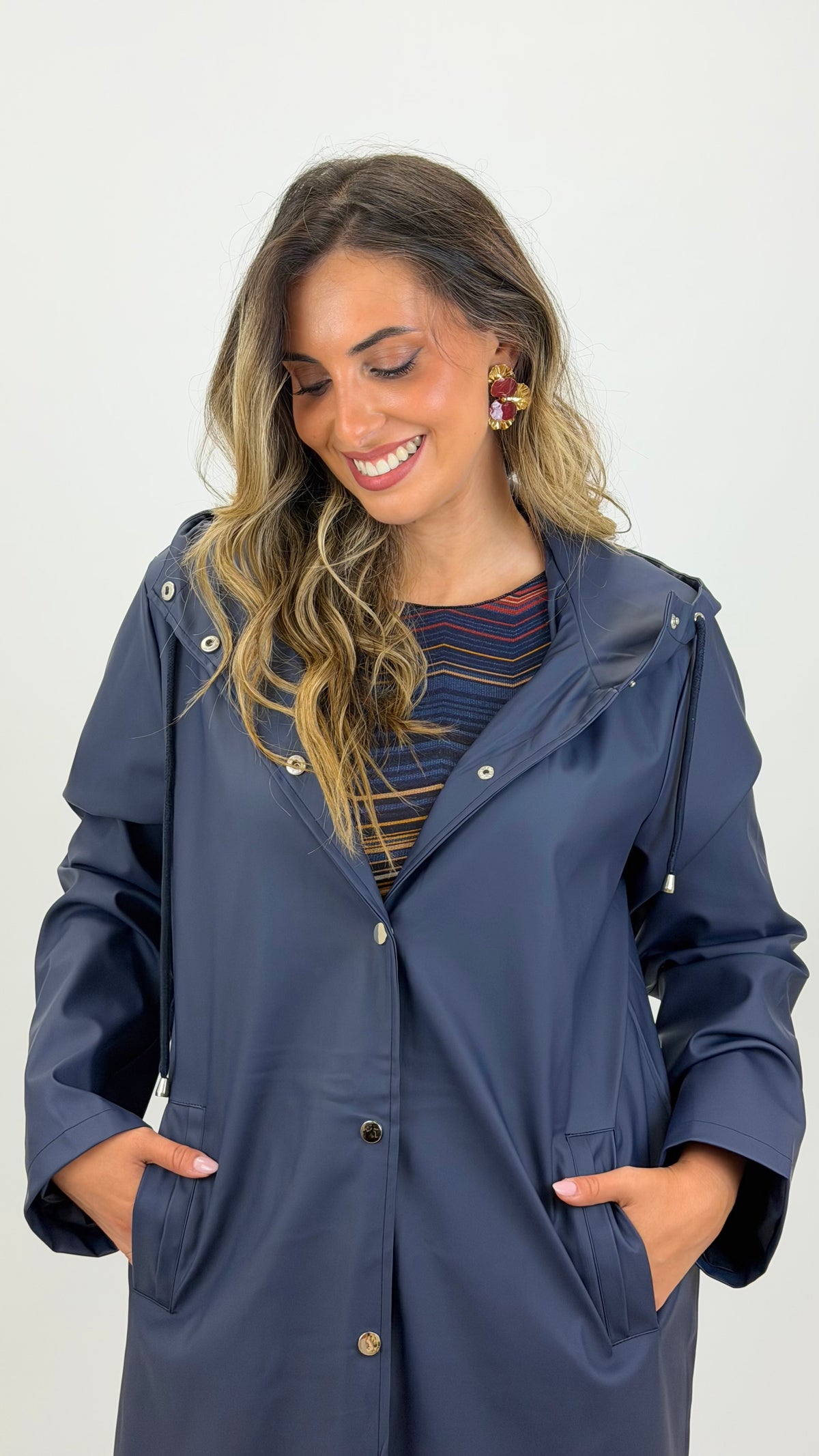 Parka impermeável borracha azul-marinho
