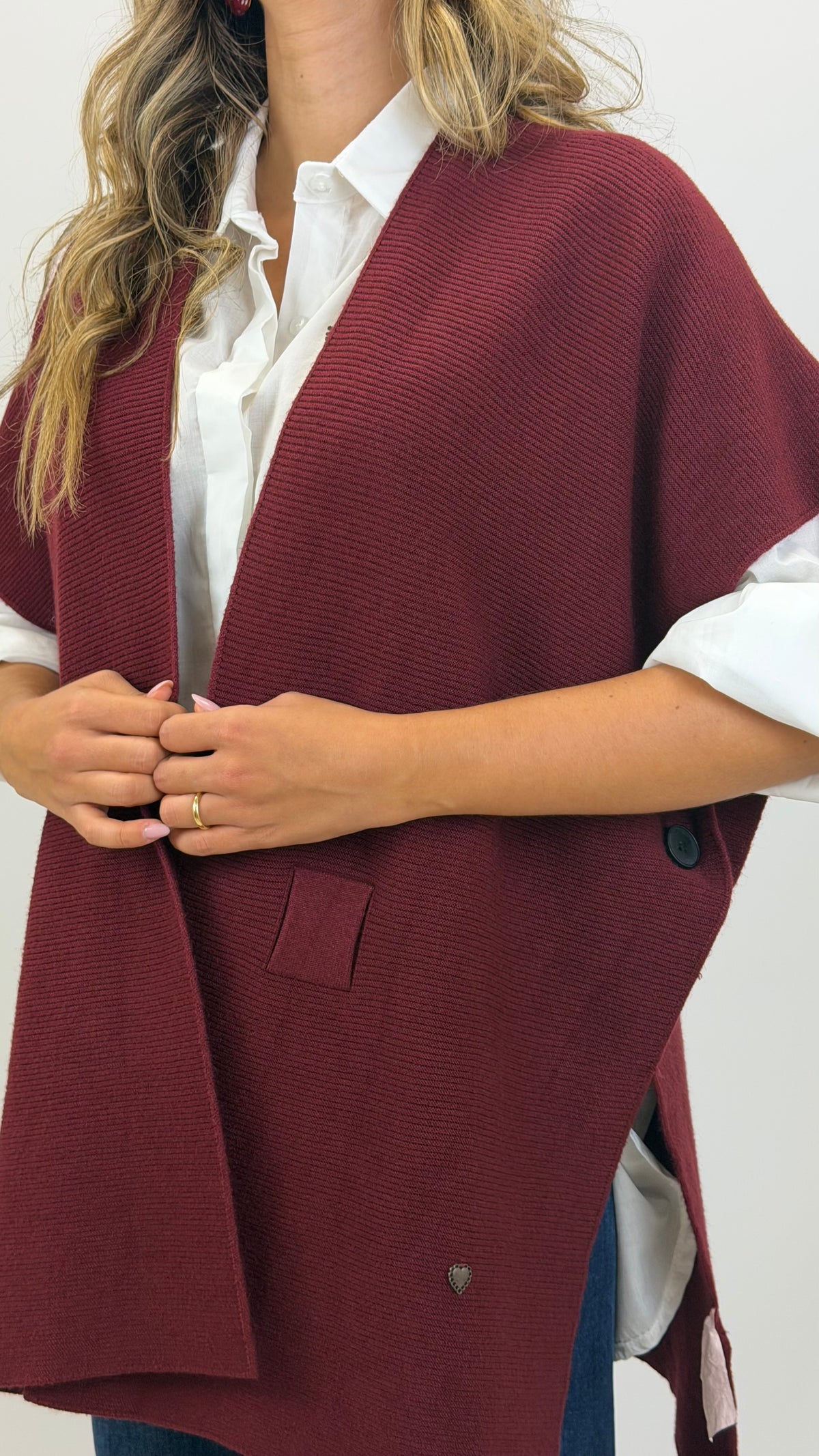 Capa/poncho malha bordeaux