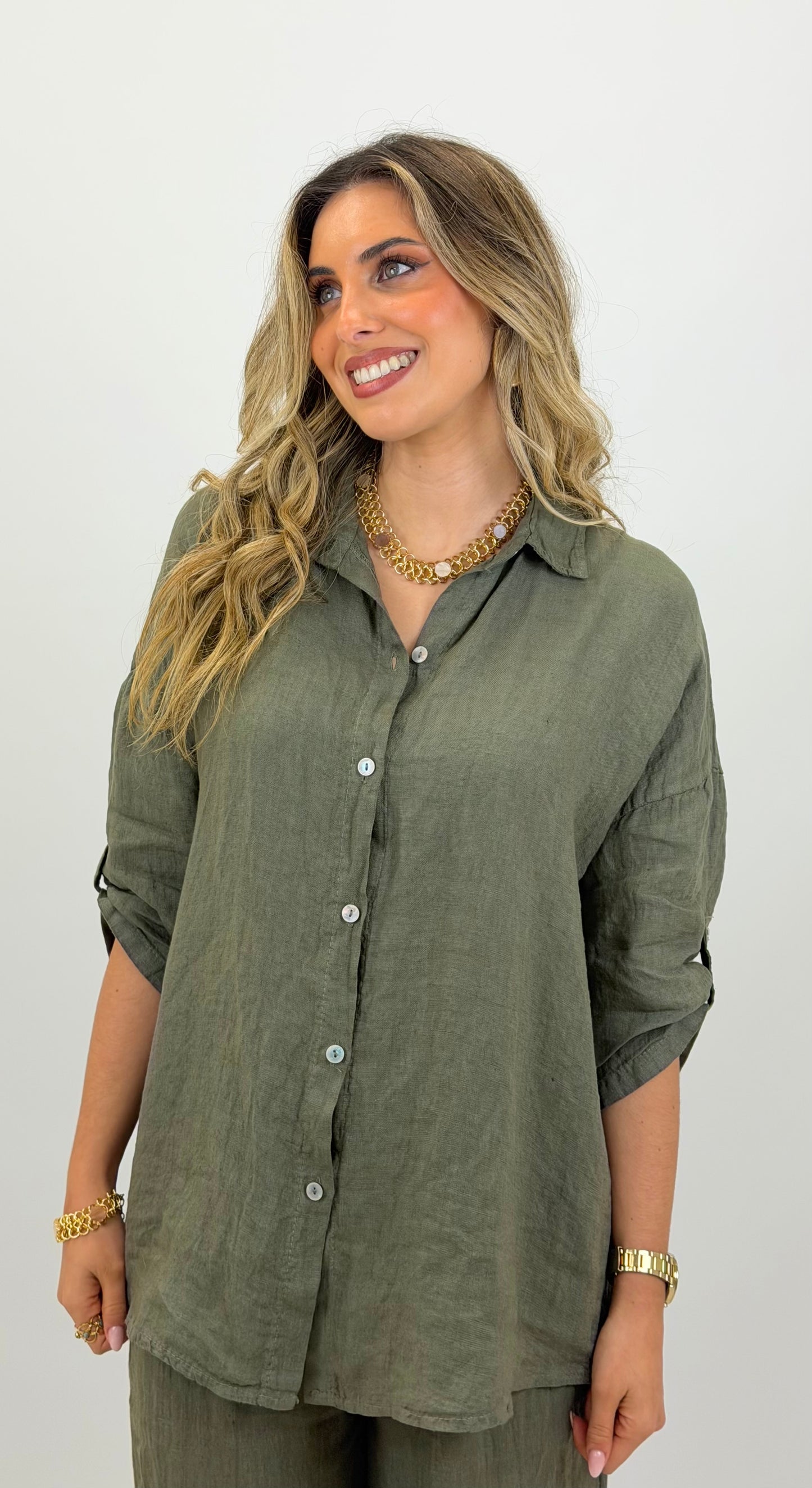 Camisa linho verde