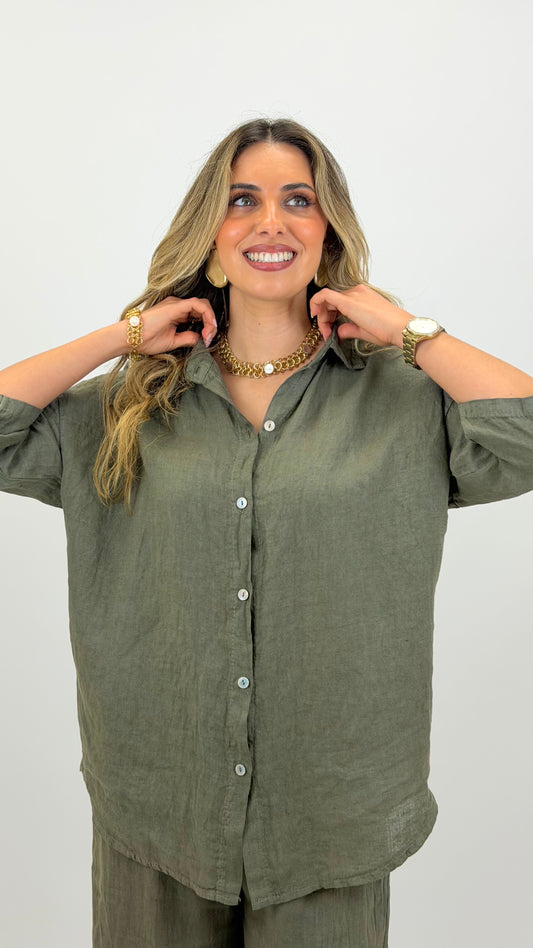 Camisa linho verde