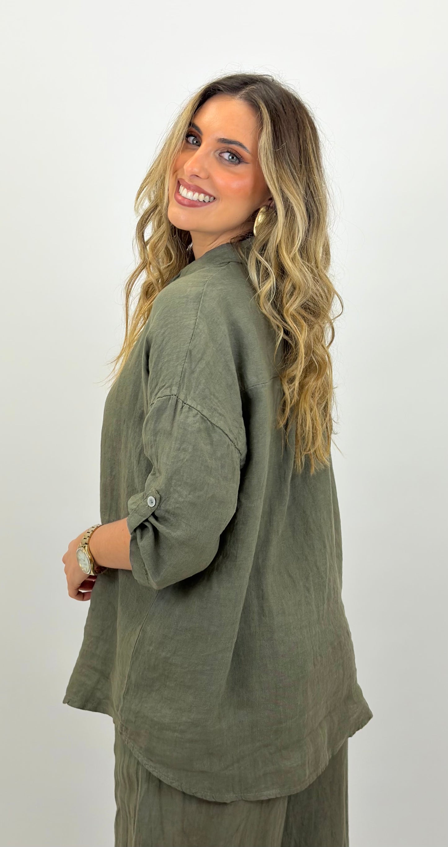 Camisa linho verde
