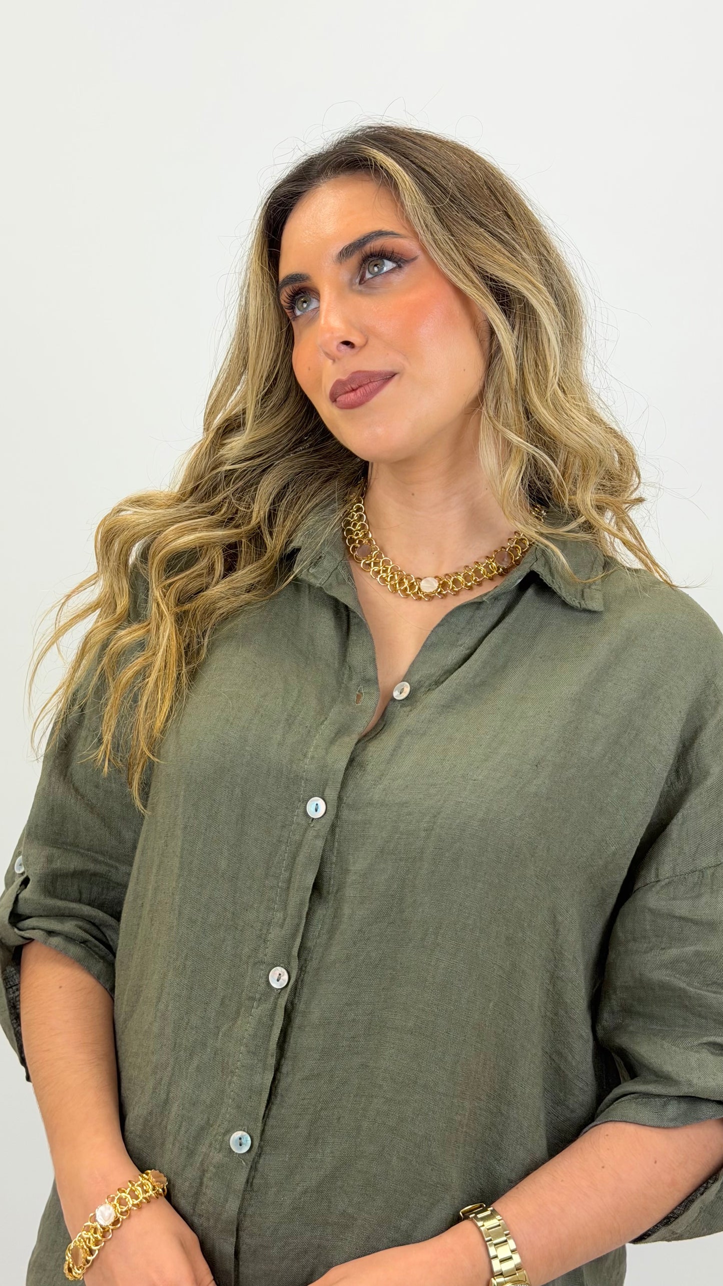 Camisa linho verde