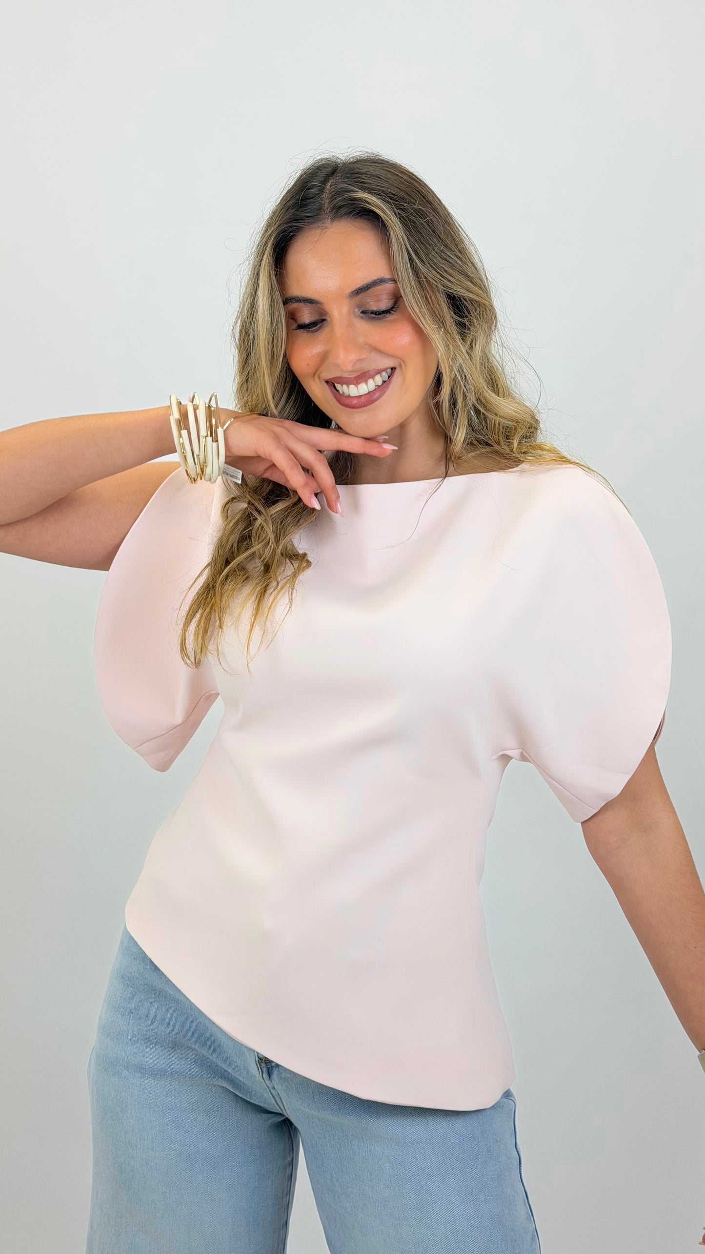 Blusa estruturada rosa-bebé