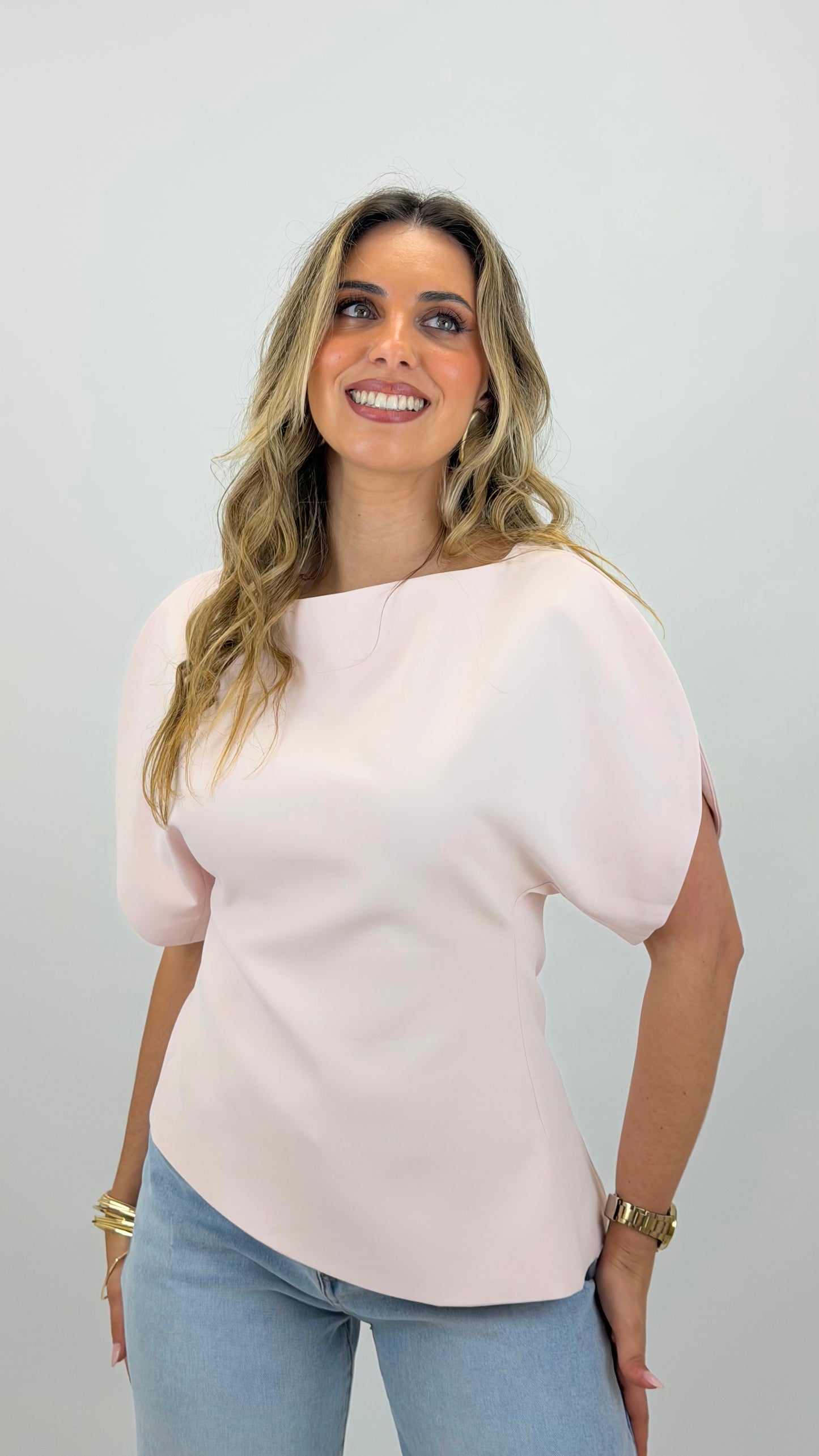Blusa estruturada rosa-bebé