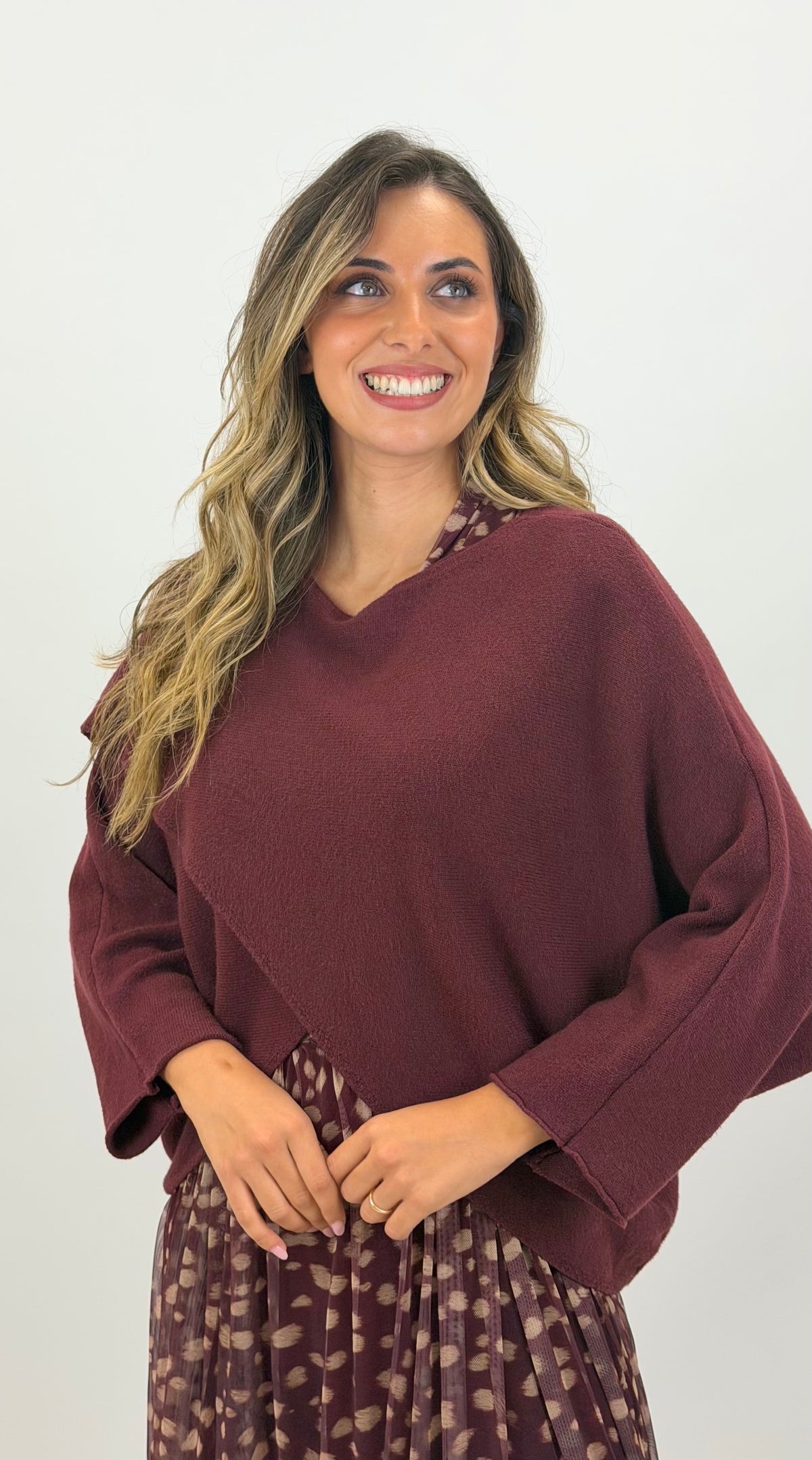 Camisola/poncho malha bordeaux