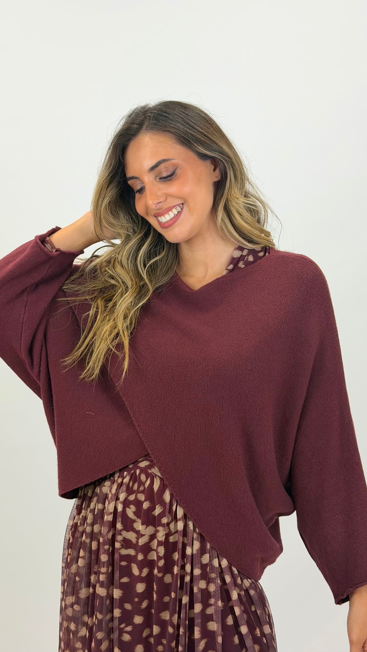 Camisola/poncho malha bordeaux