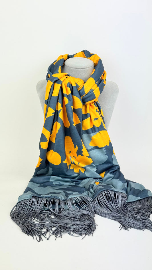 Écharpe Mercedes de Miguel tons azul e amarelo