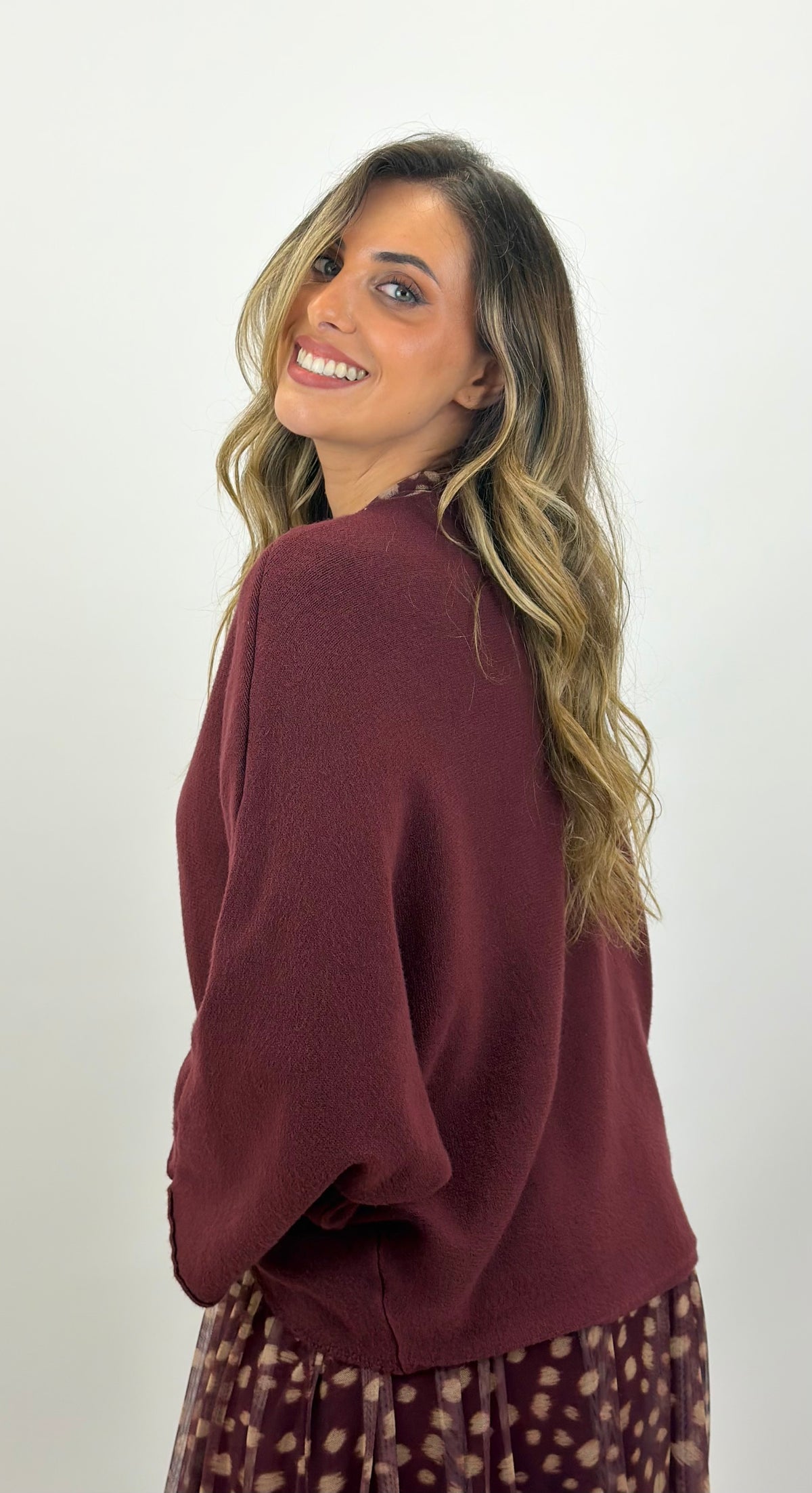 Camisola/poncho malha bordeaux