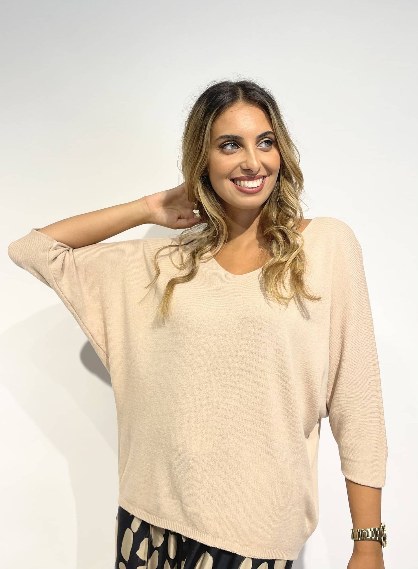 Camisola malha básica creme