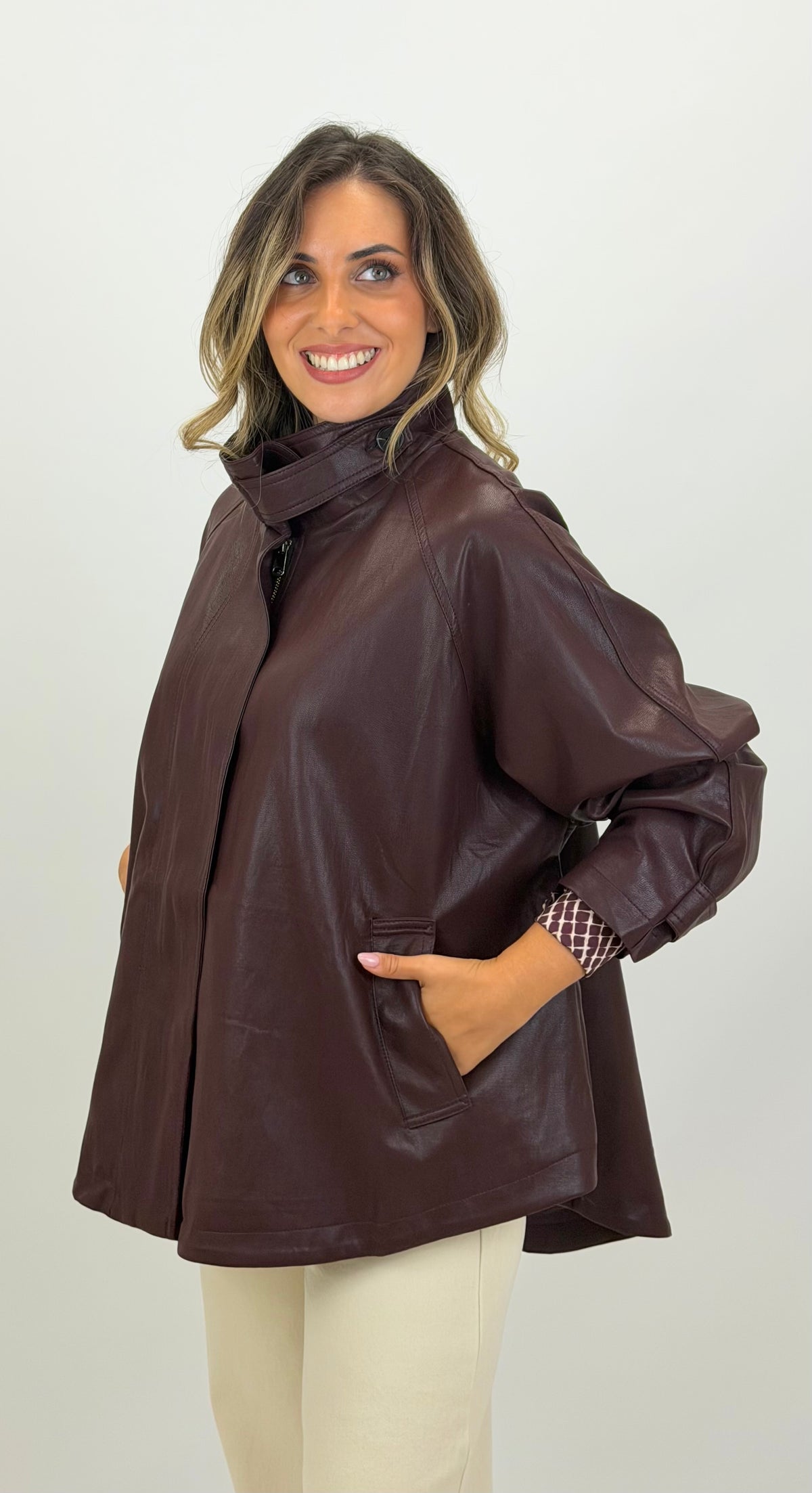 Parka eco-pele bordeaux